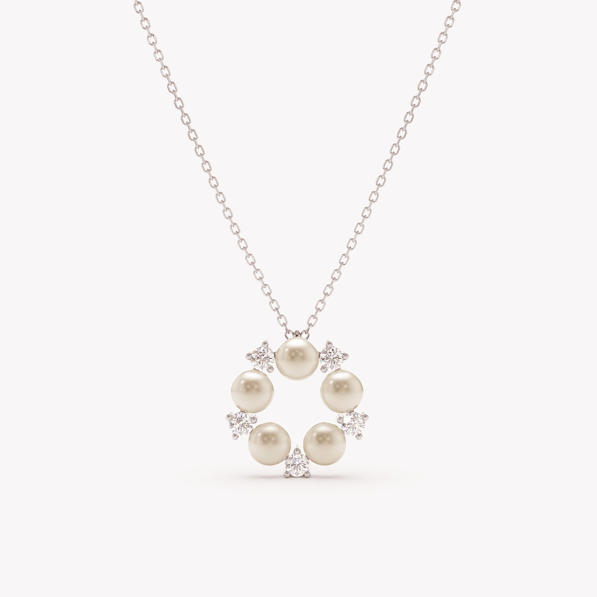 Diamond Sparkling Pearl Pendant Necklace