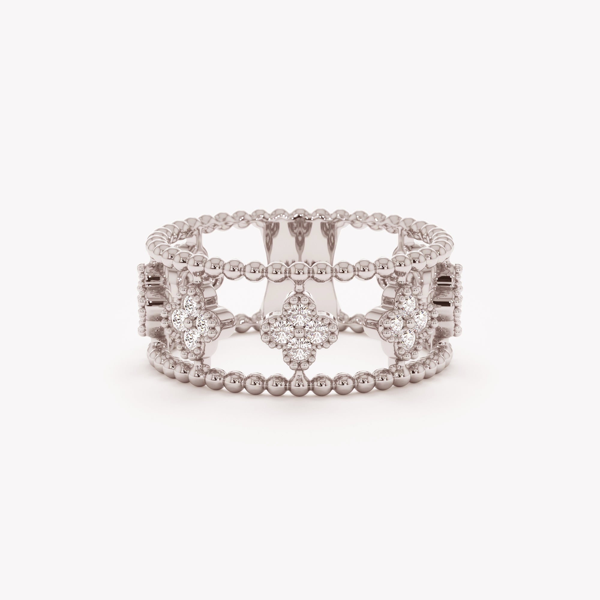 Double Band Clover Ring