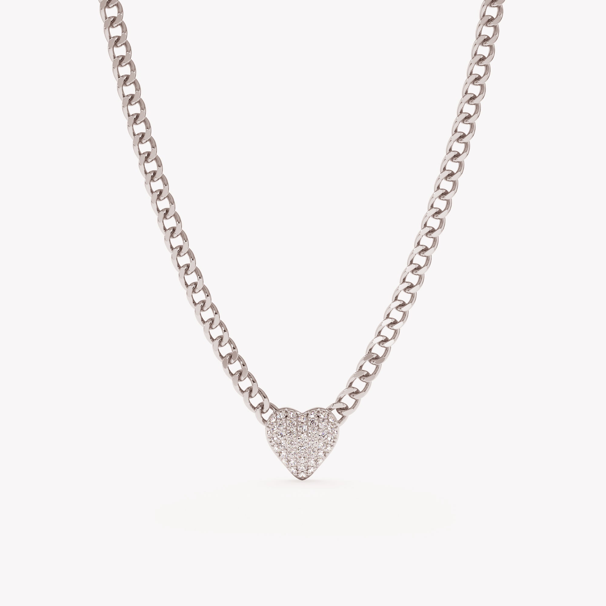 Puffed Heart Cuban Link Necklace