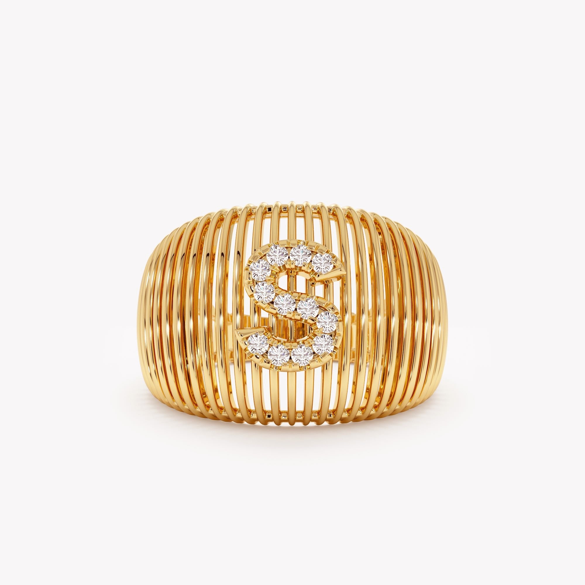 Sparkling Dome Initial Ring