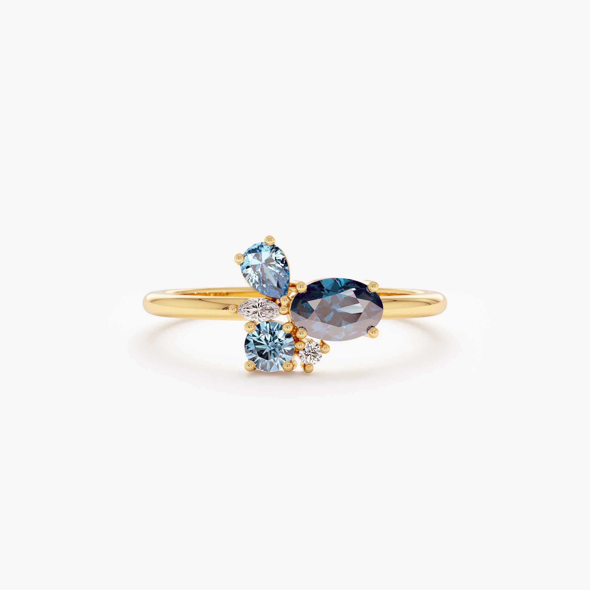 Ocean Blue Topaz Cluster Ring