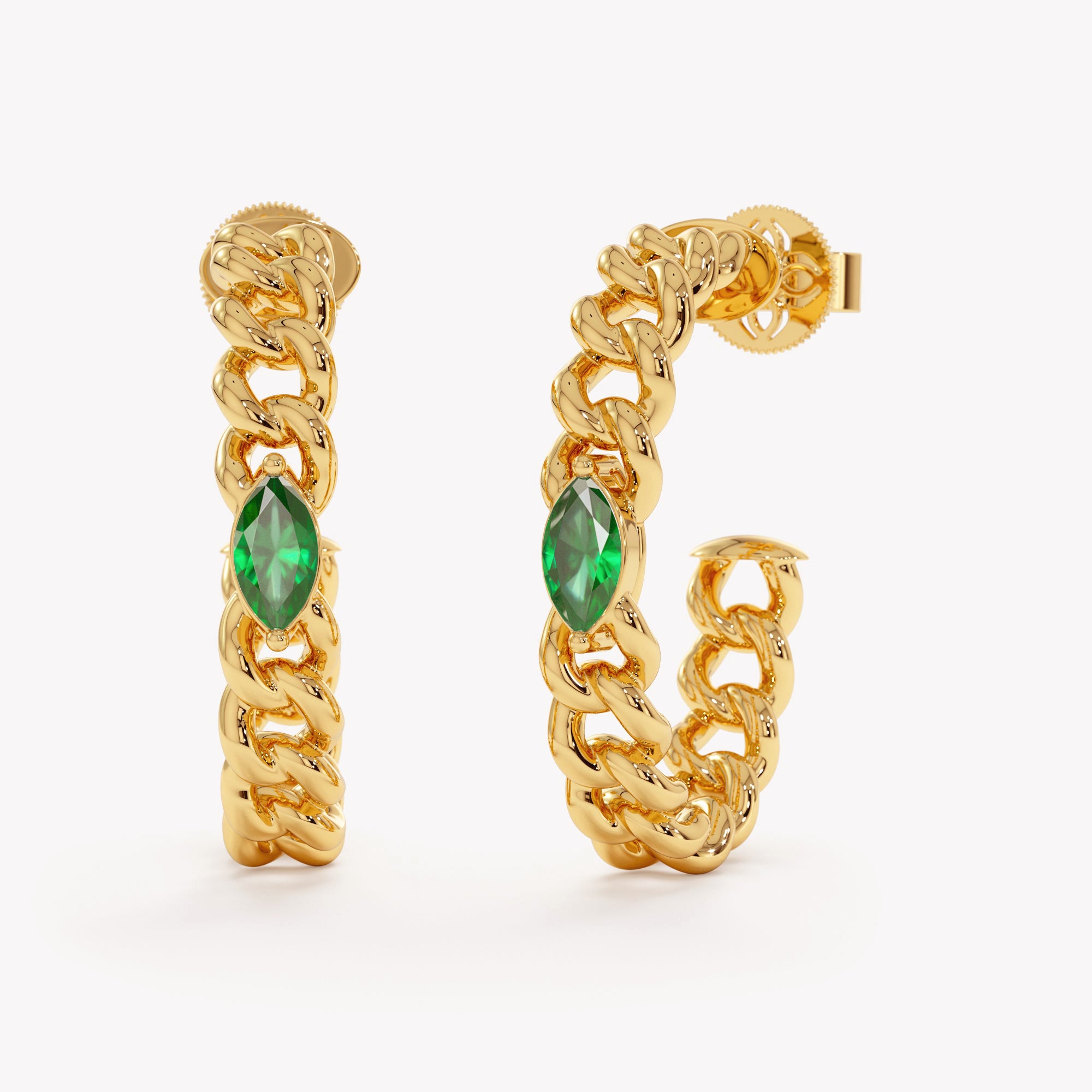 Interlinked Emerald Hoop Earrings