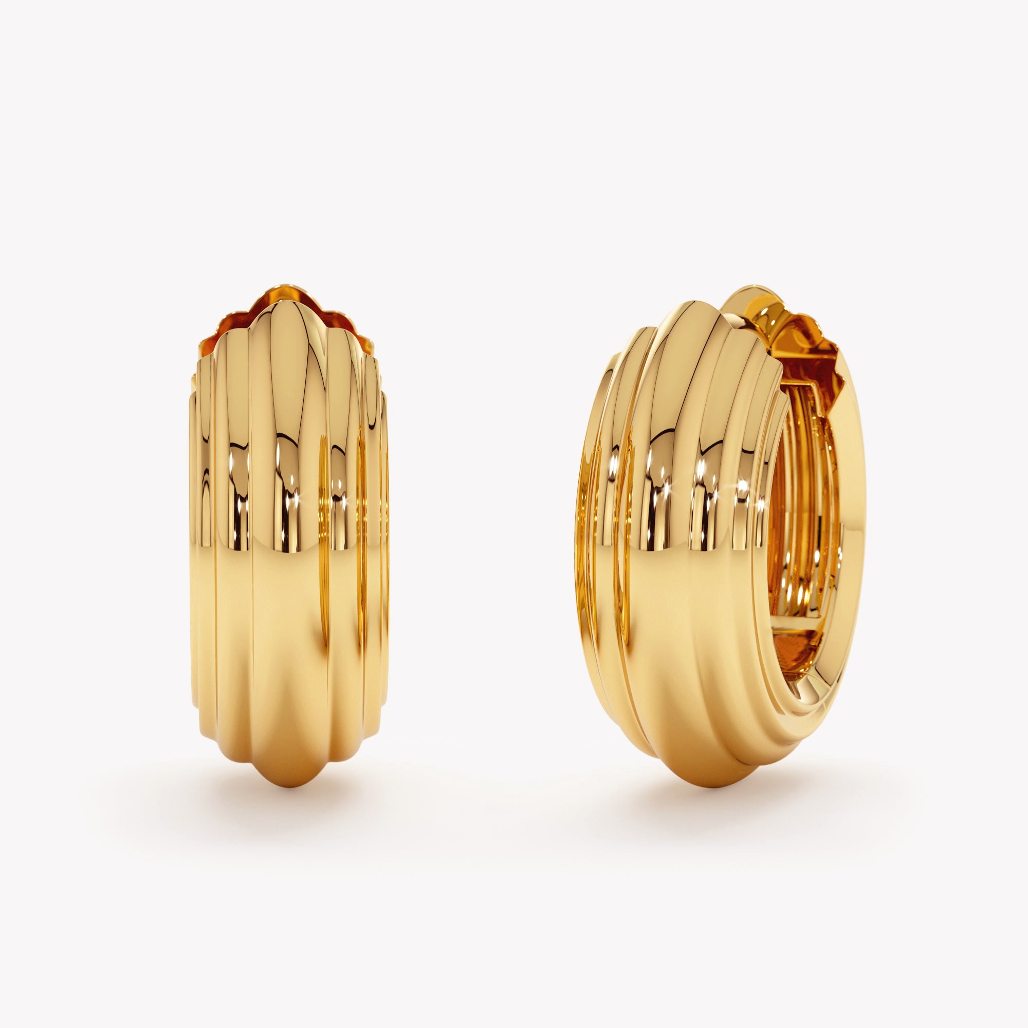 Striated Huggie Hoops