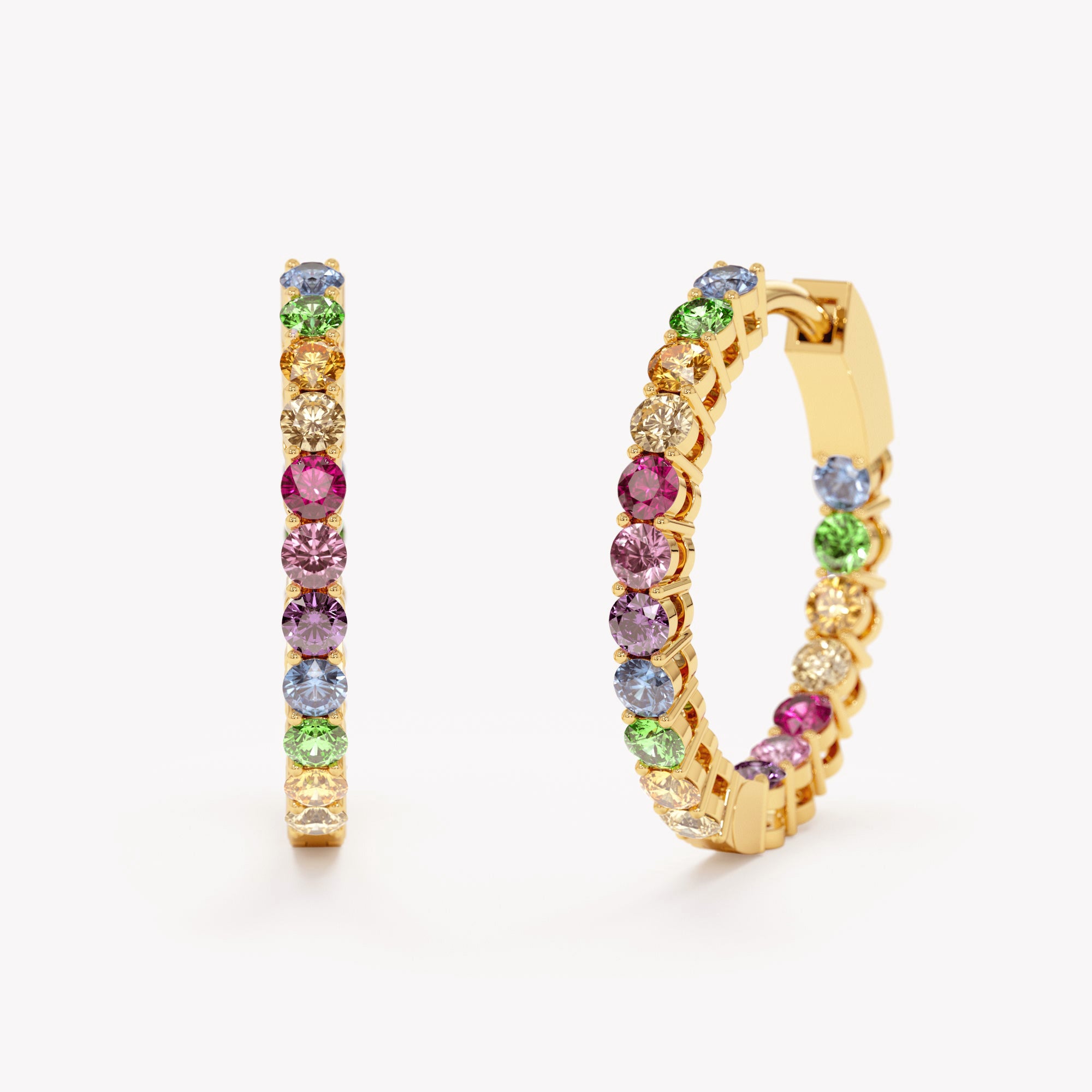 Rainbow Sapphire Huggie Hoops