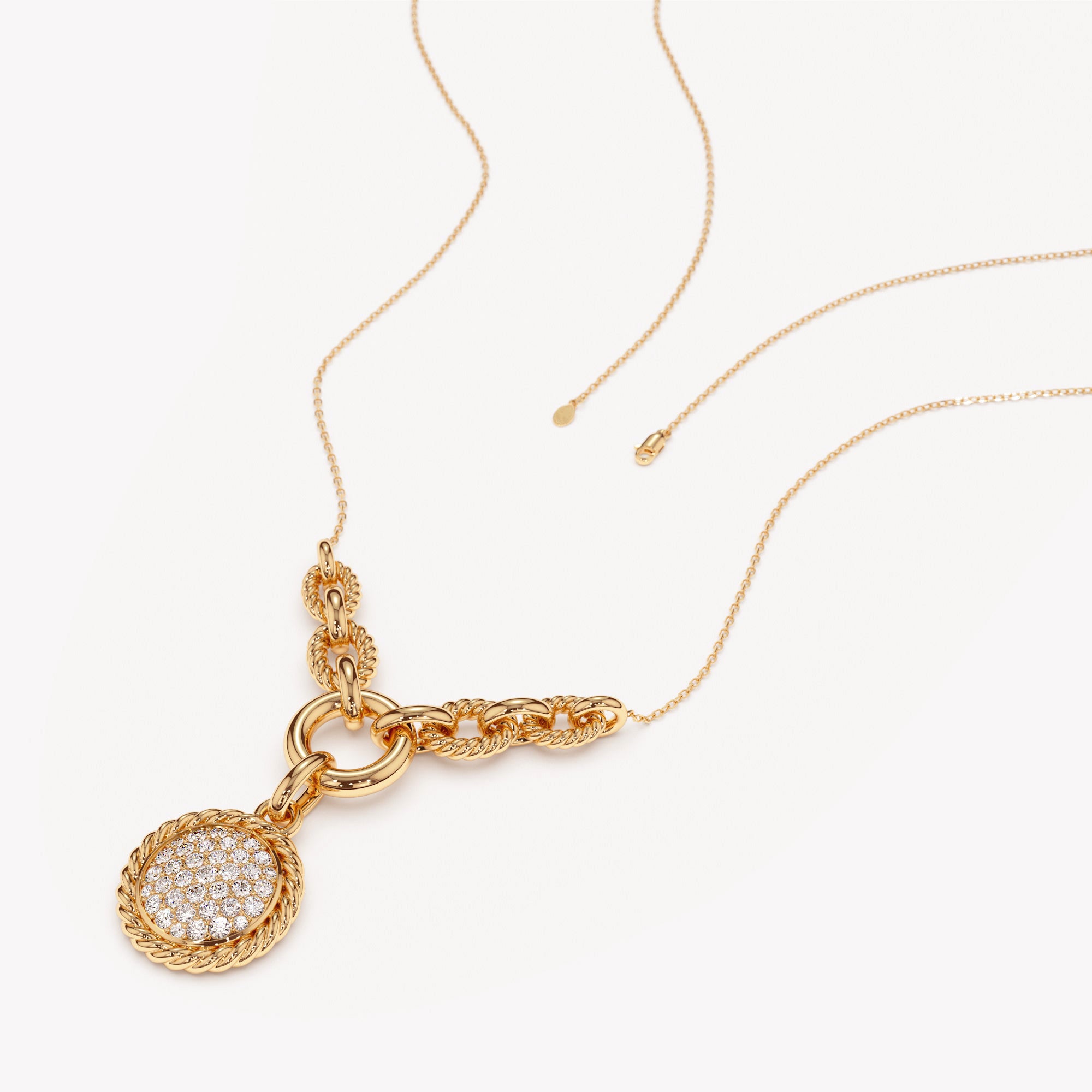 Sleek Twist Diamond Pendant Necklace
