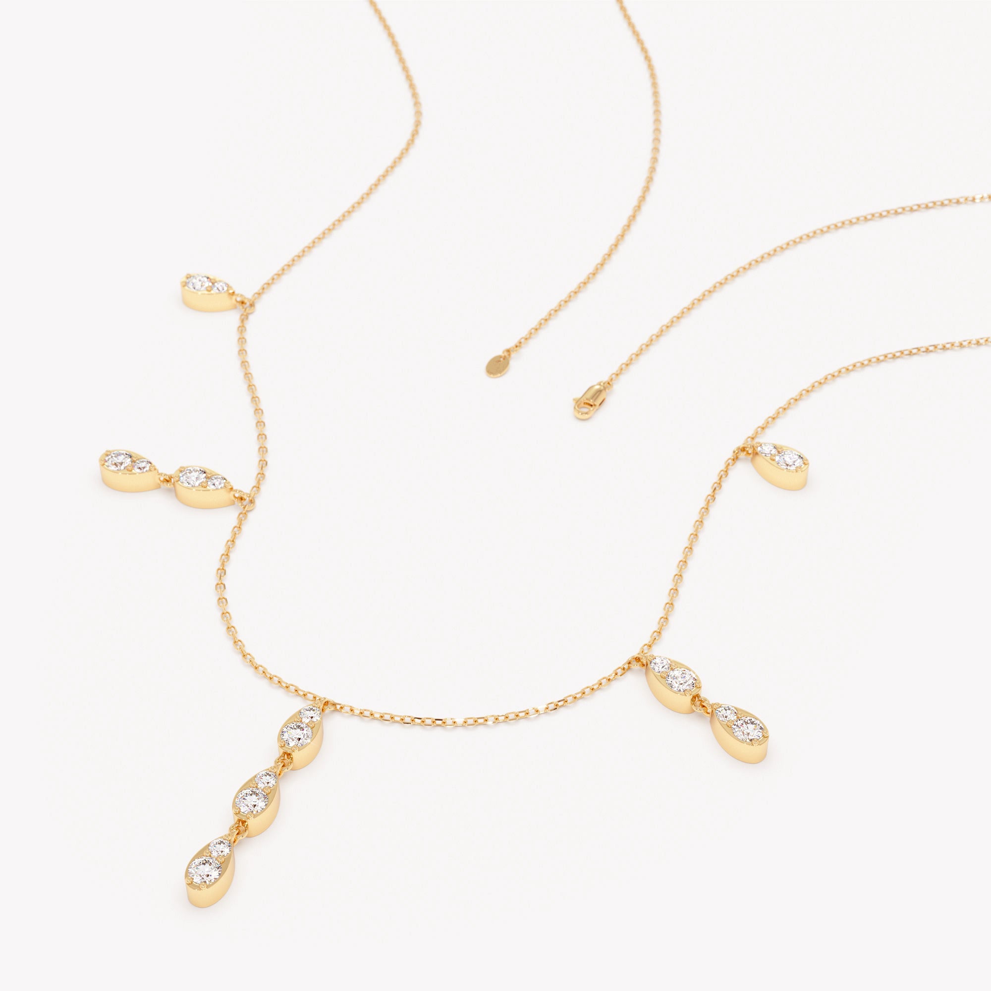 Diamond Sparkling Raindrop Station Necklace