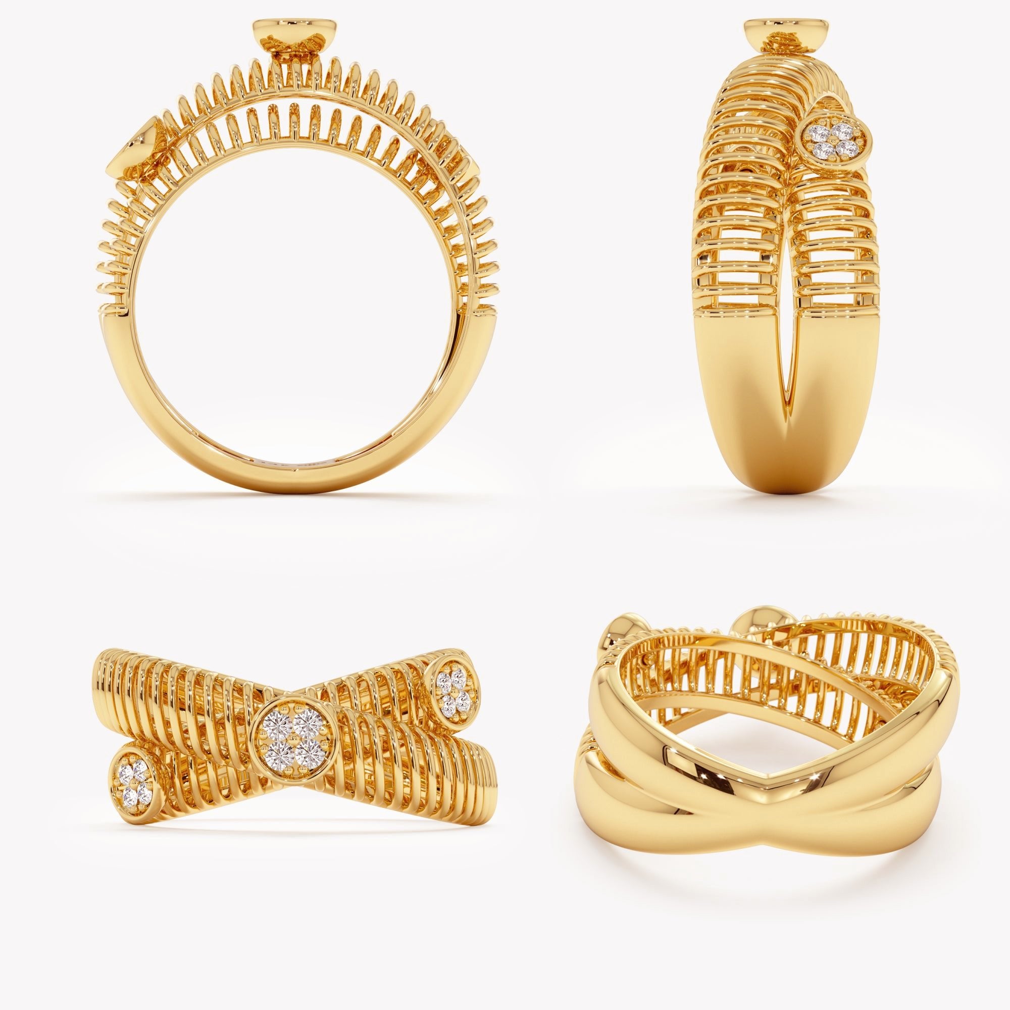 Bold Criss Cross Diamond Ring