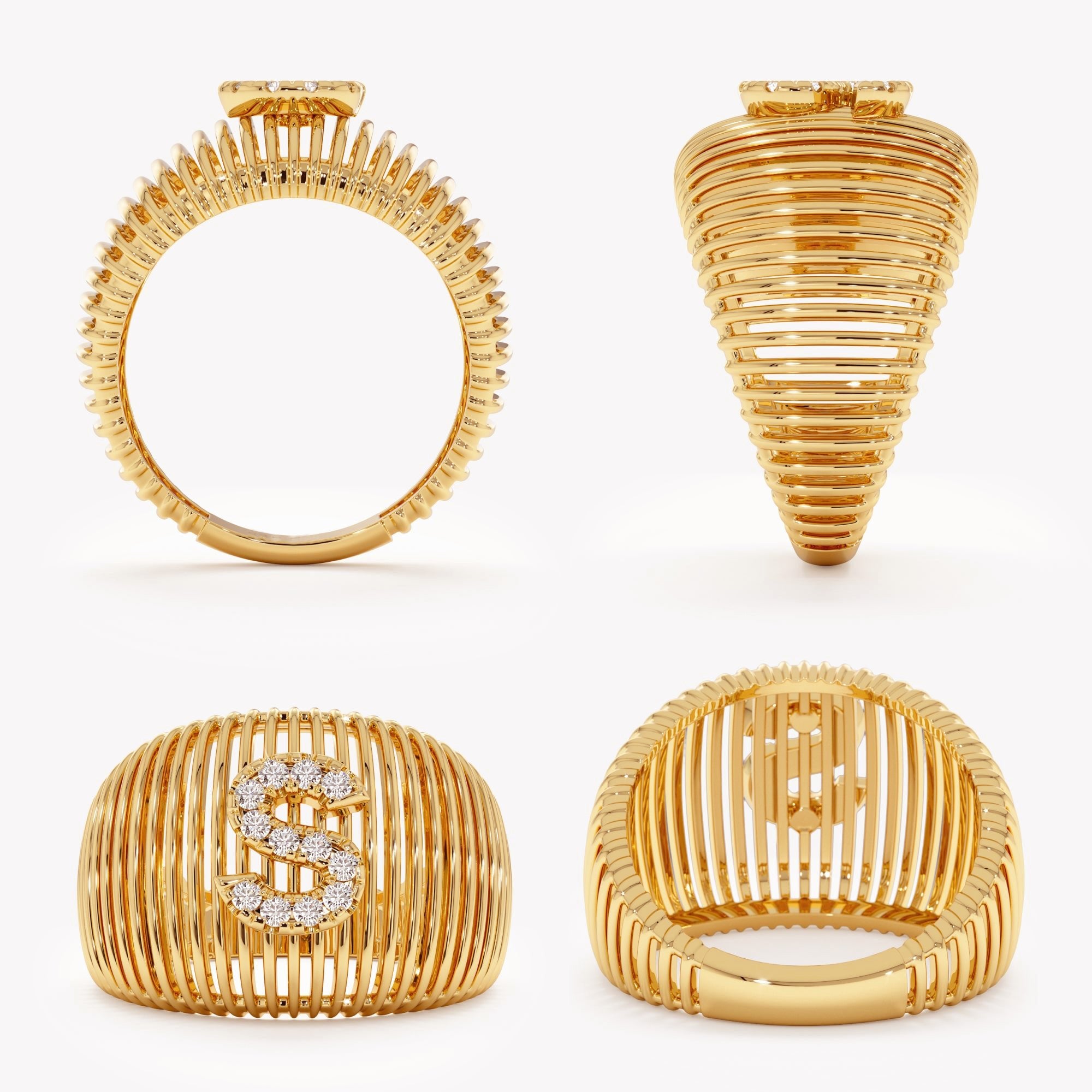 Sparkling Dome Initial Ring