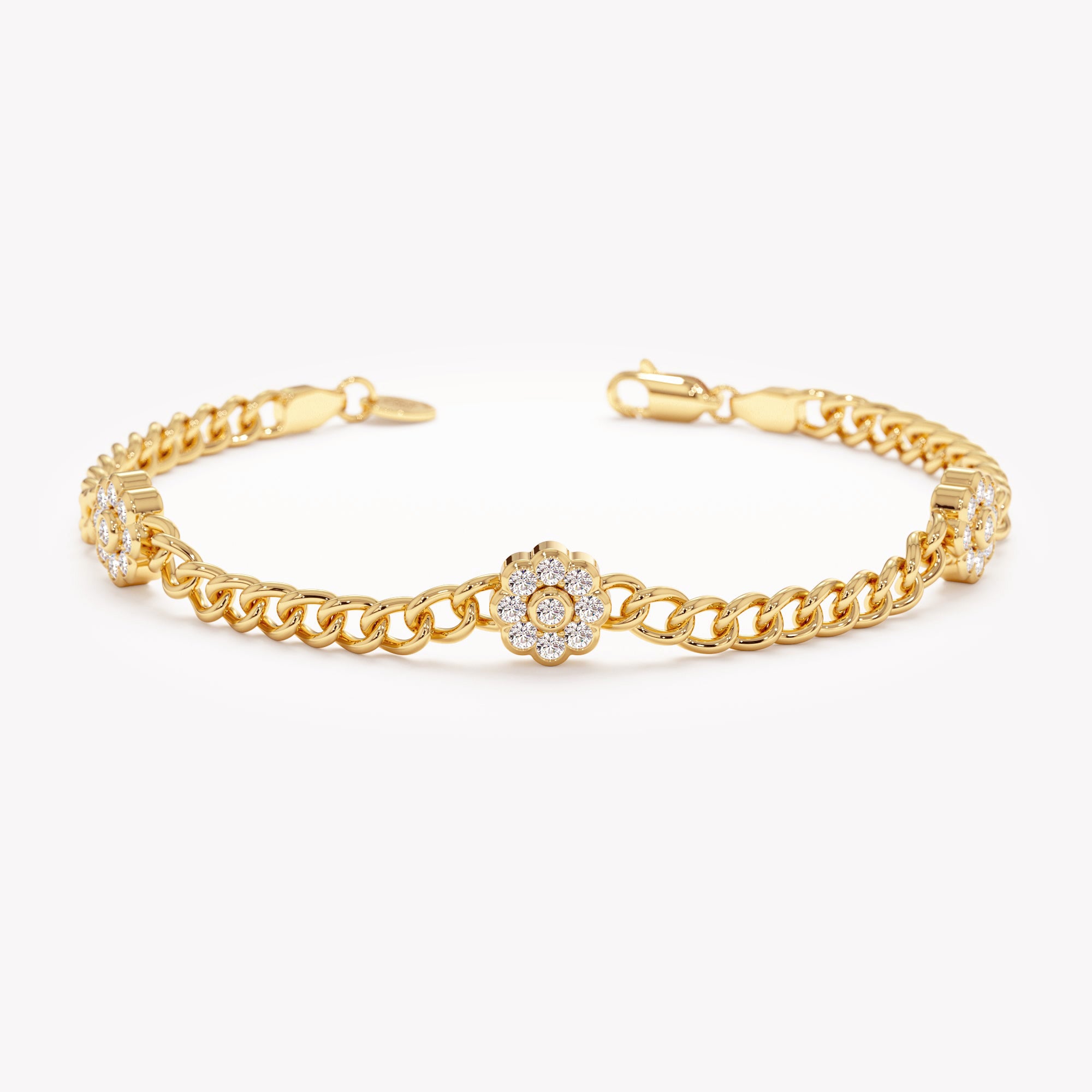 Floral Spark Cuban Link Bracelet