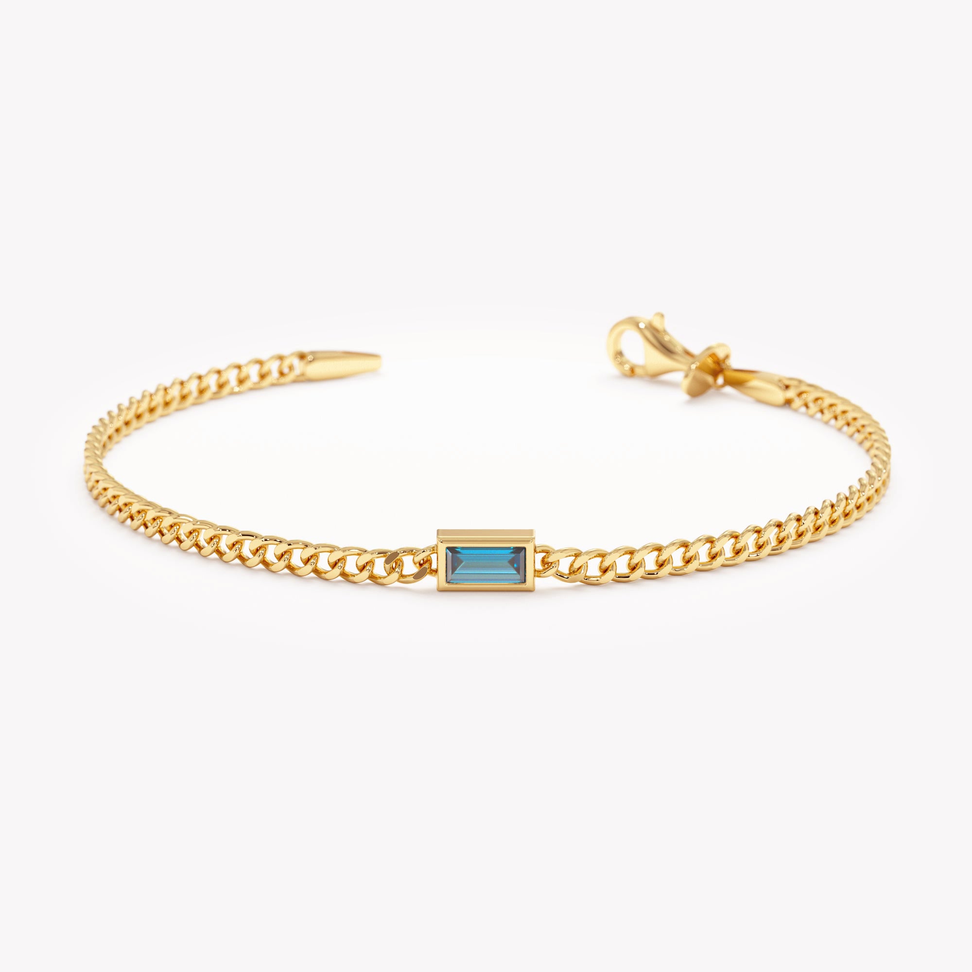 Crystal Blue Cuban Chain Bracelet