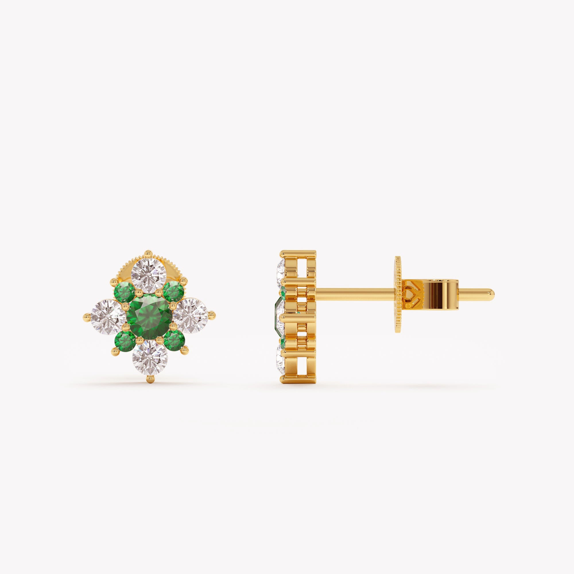Emerald Blossom Stud Earrings