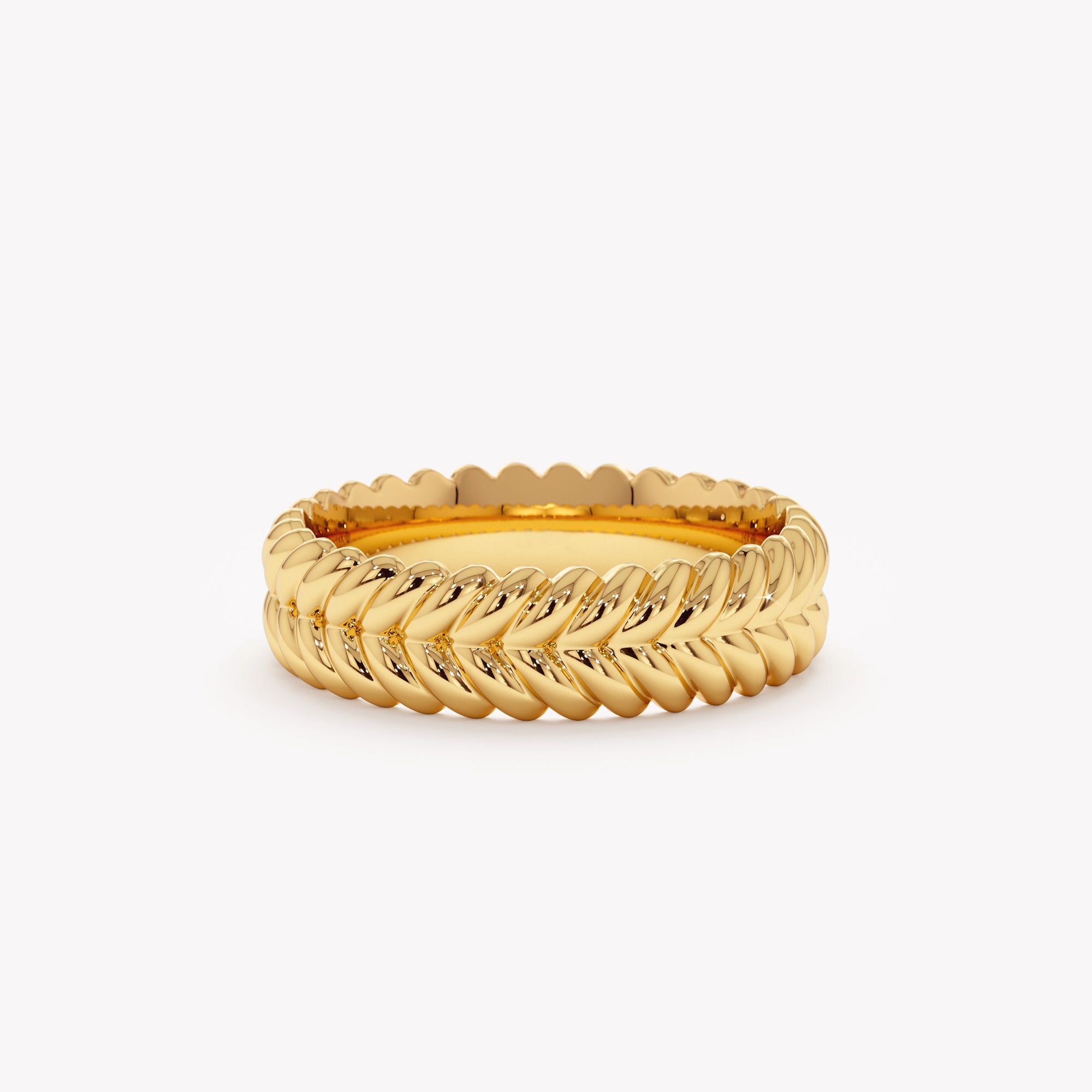 Puffed Chevron Ribbed Ring