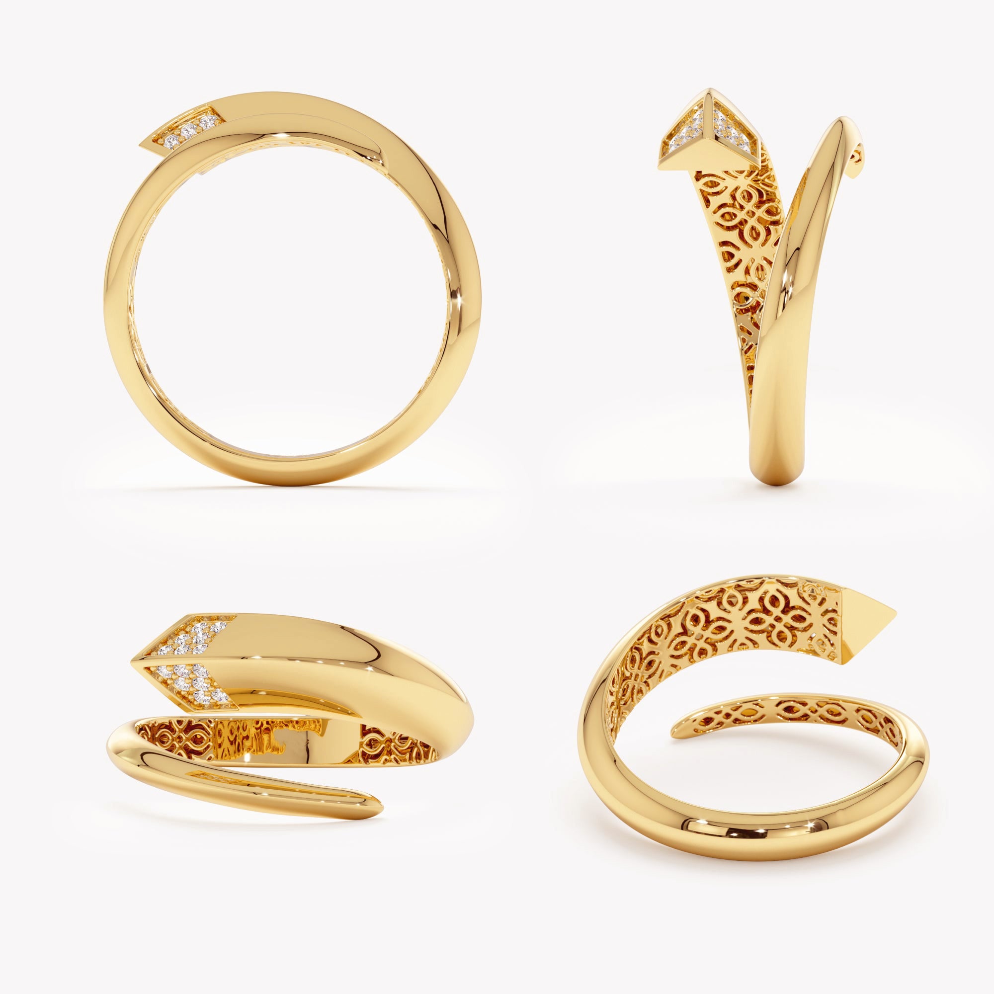 Diamond Spiral Snake Ring