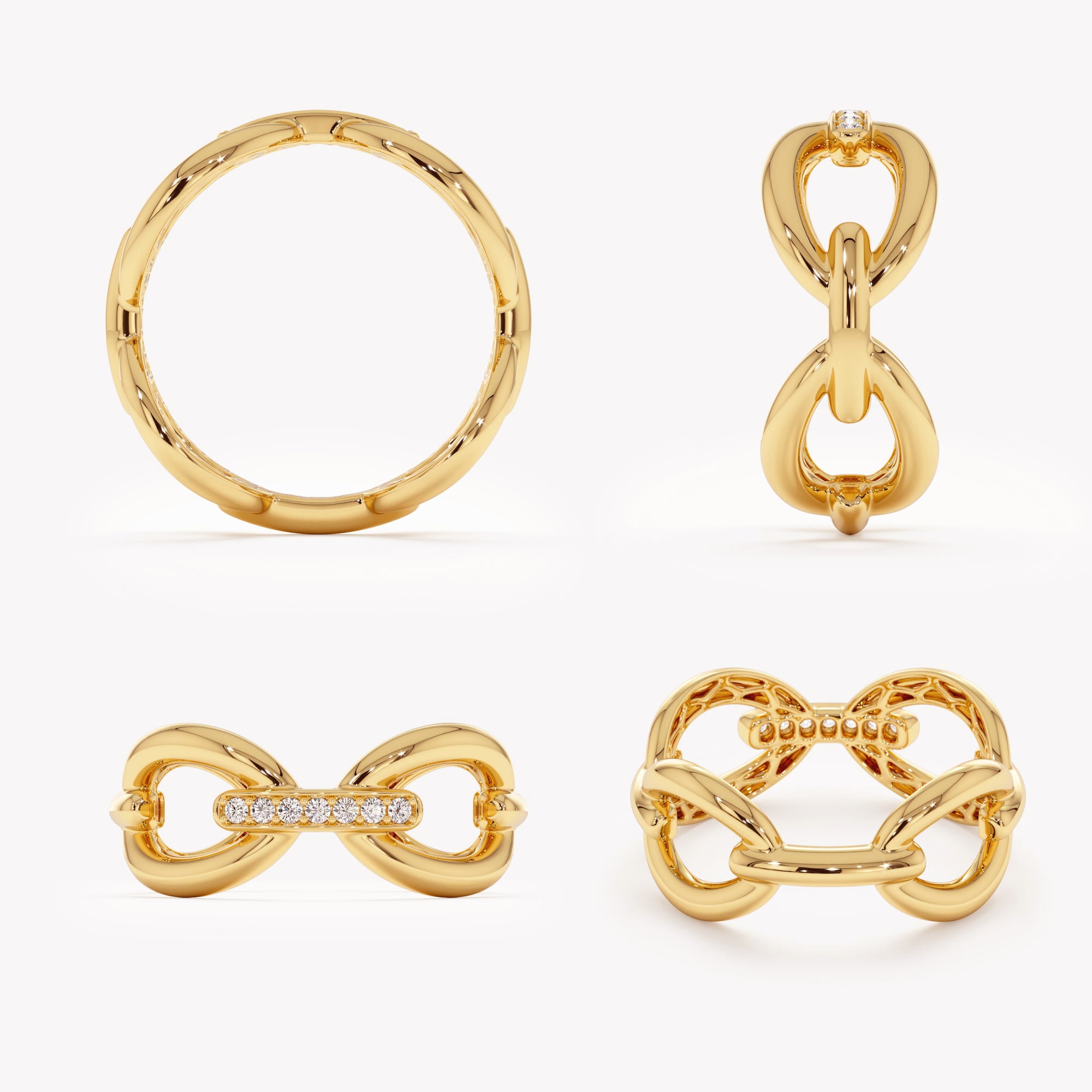 Connected Spark Diamond Bar Ring