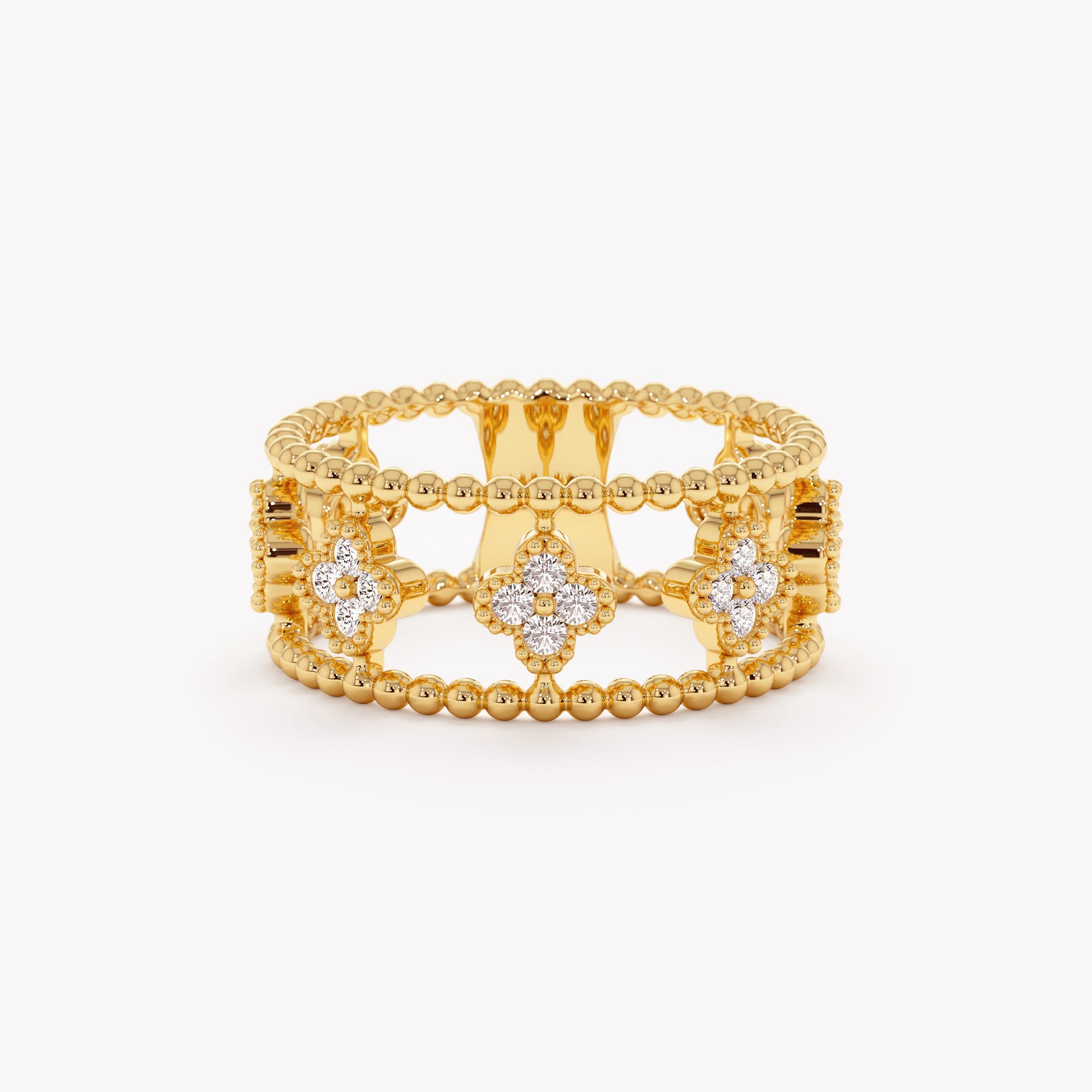 Double Band Clover Ring