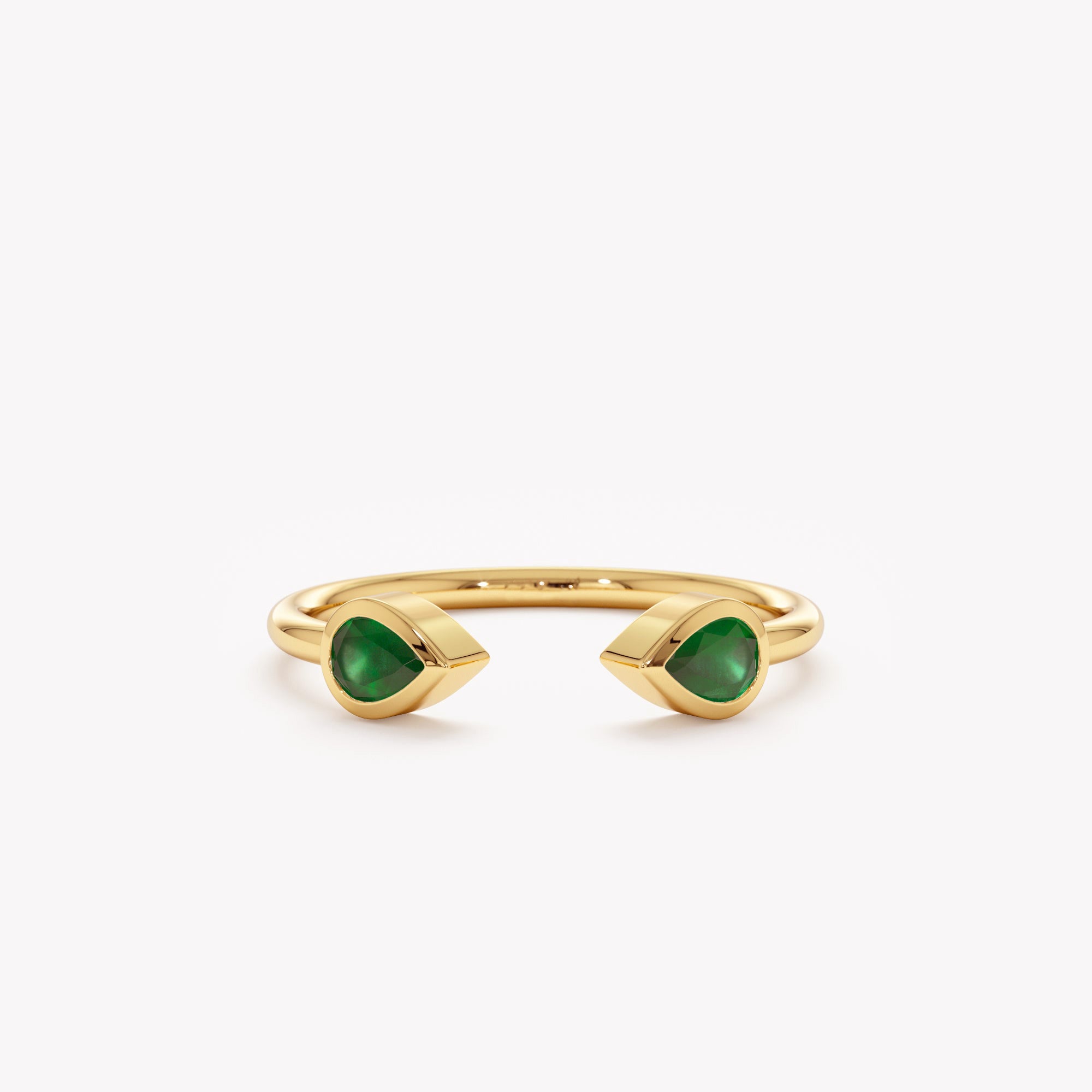 Emerald Petal Open Ring