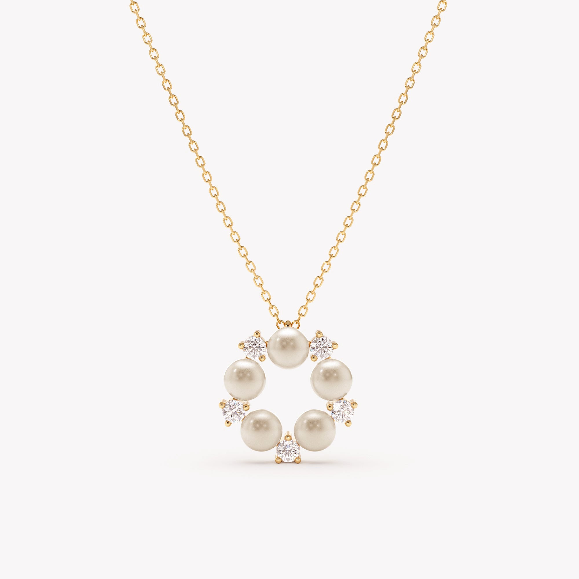 Diamond Sparkling Pearl Pendant Necklace