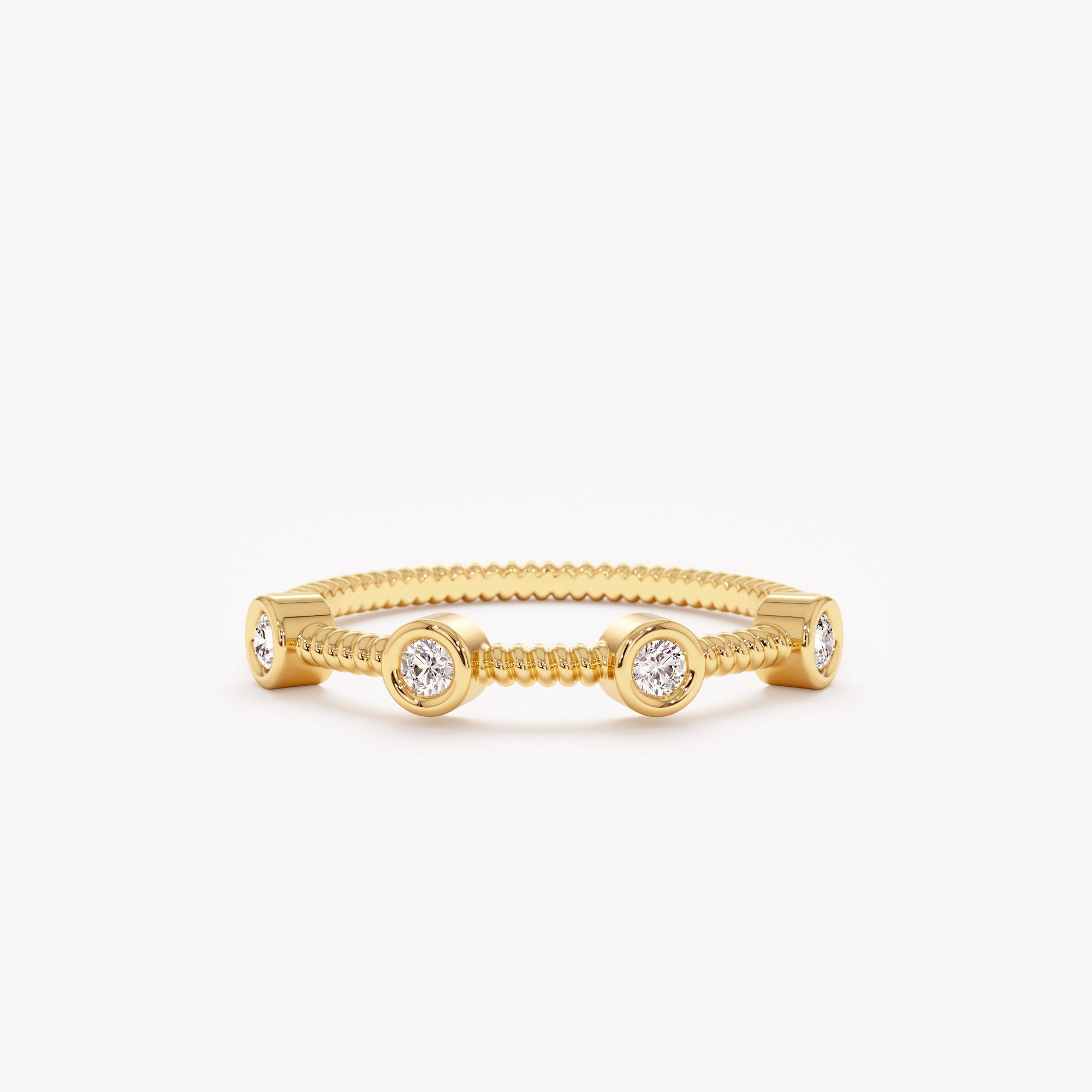 Geometric Four-Stone Bezel Ring
