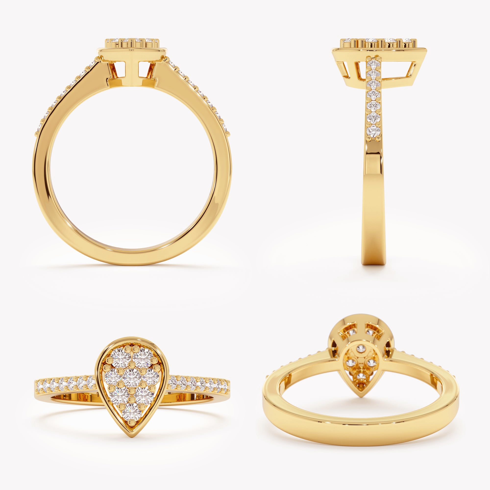 Graceful Diamond Teardrop Ring