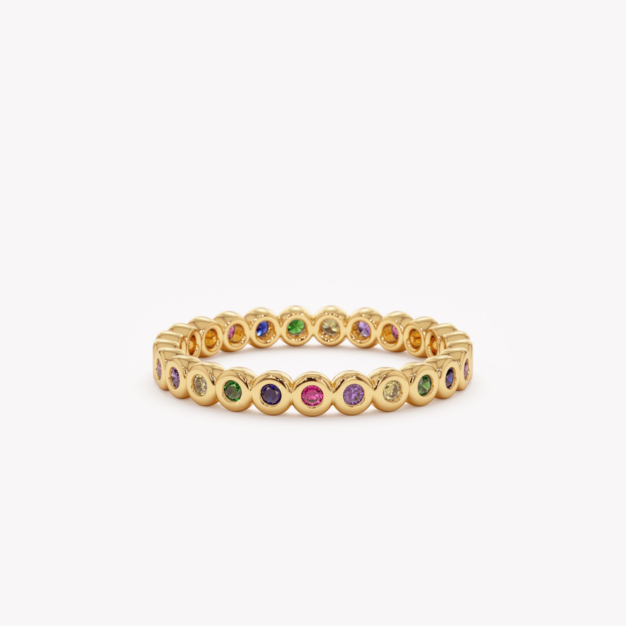 Rainbow Gemstone Eternity Ring