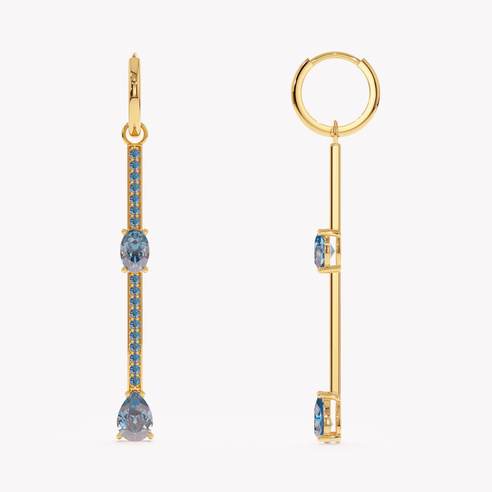 Blue Topaz Linear Drop Earrings