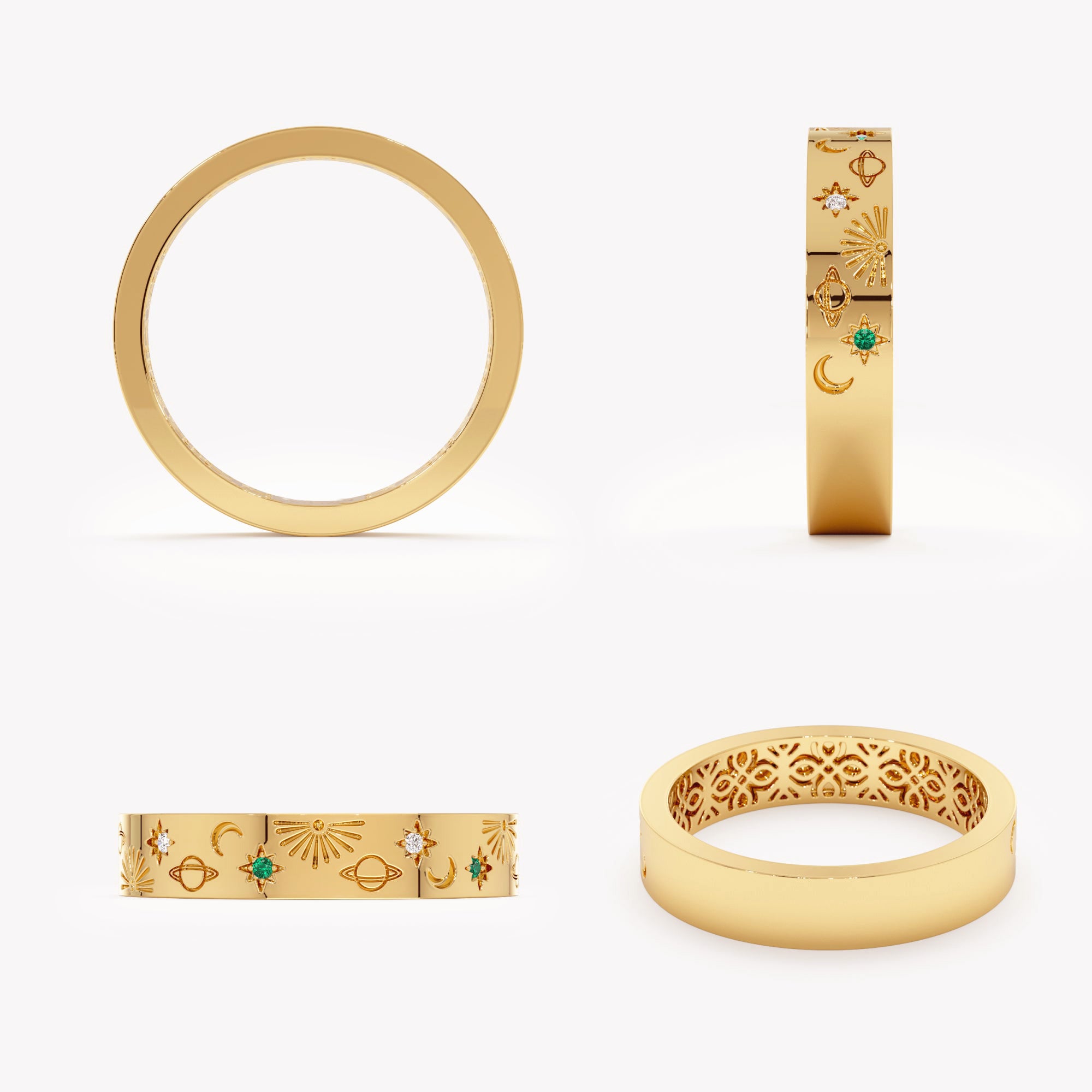 Starry Sky Emerald Diamond Ring