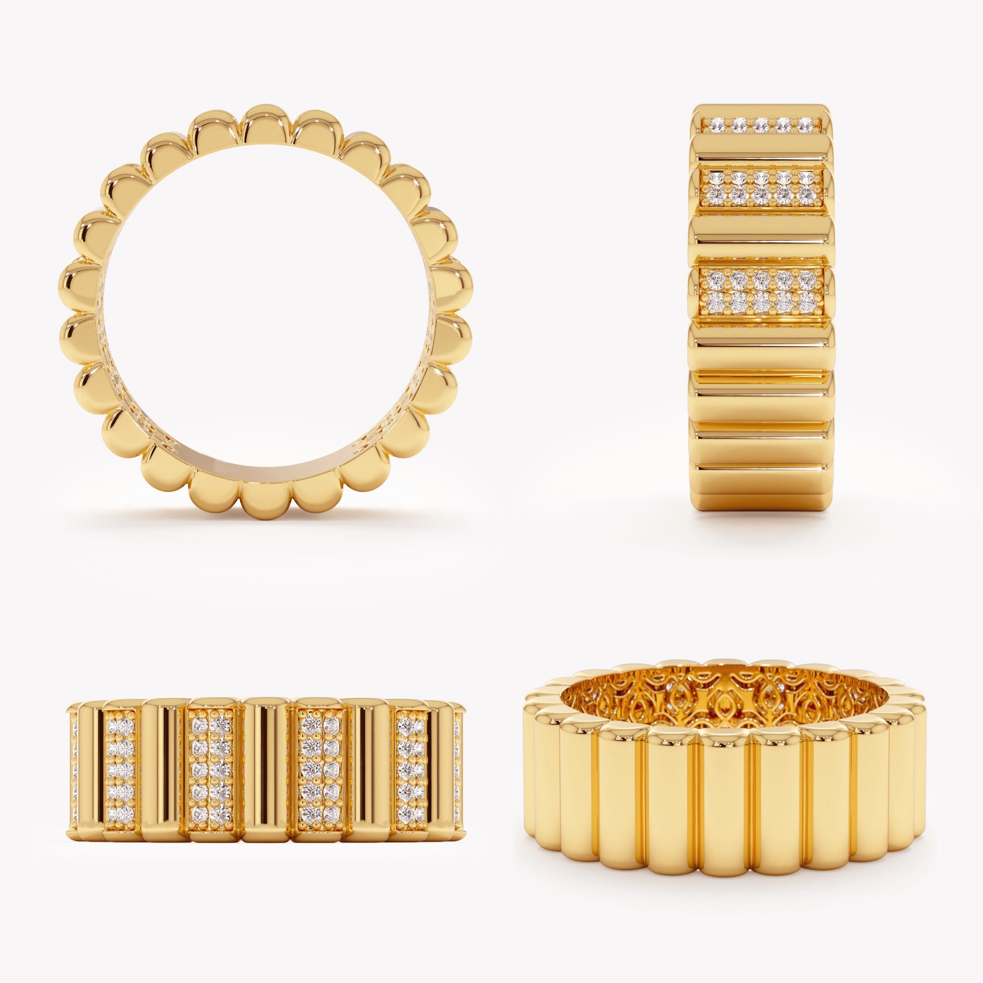 Glinting Groove Statement Ring