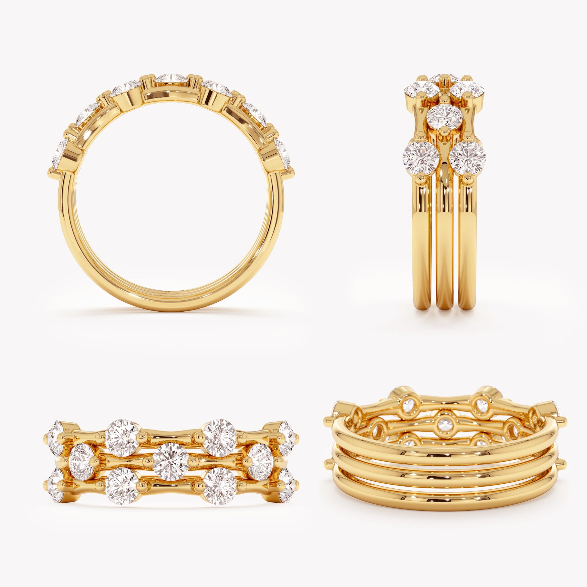 Trinity Diamond Station Ring Set