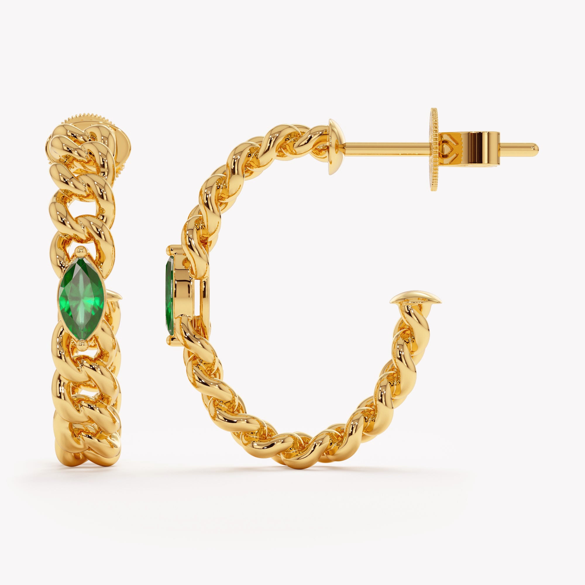 Interlinked Emerald Hoop Earrings
