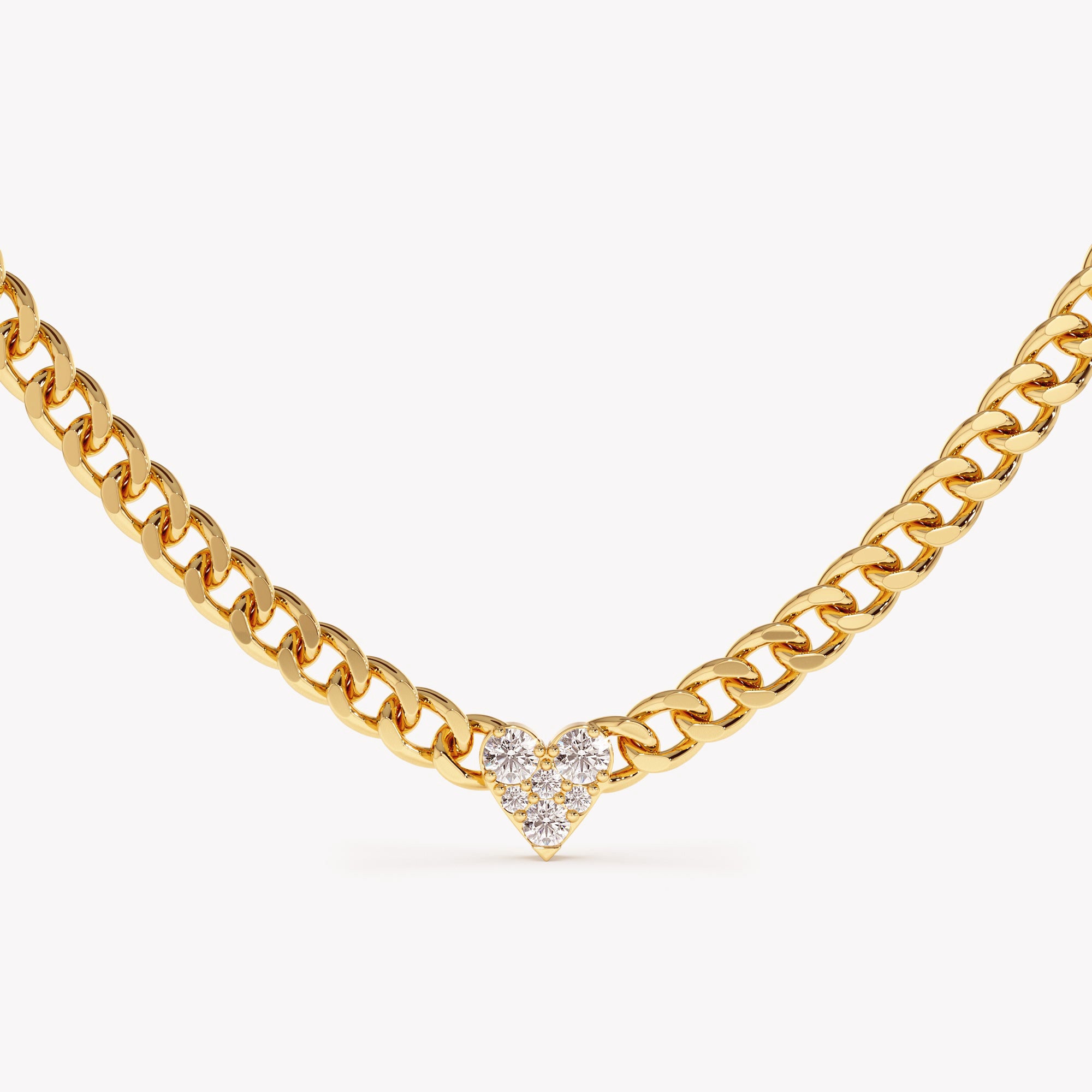 Lustrous Diamond Heart Cuban Chain