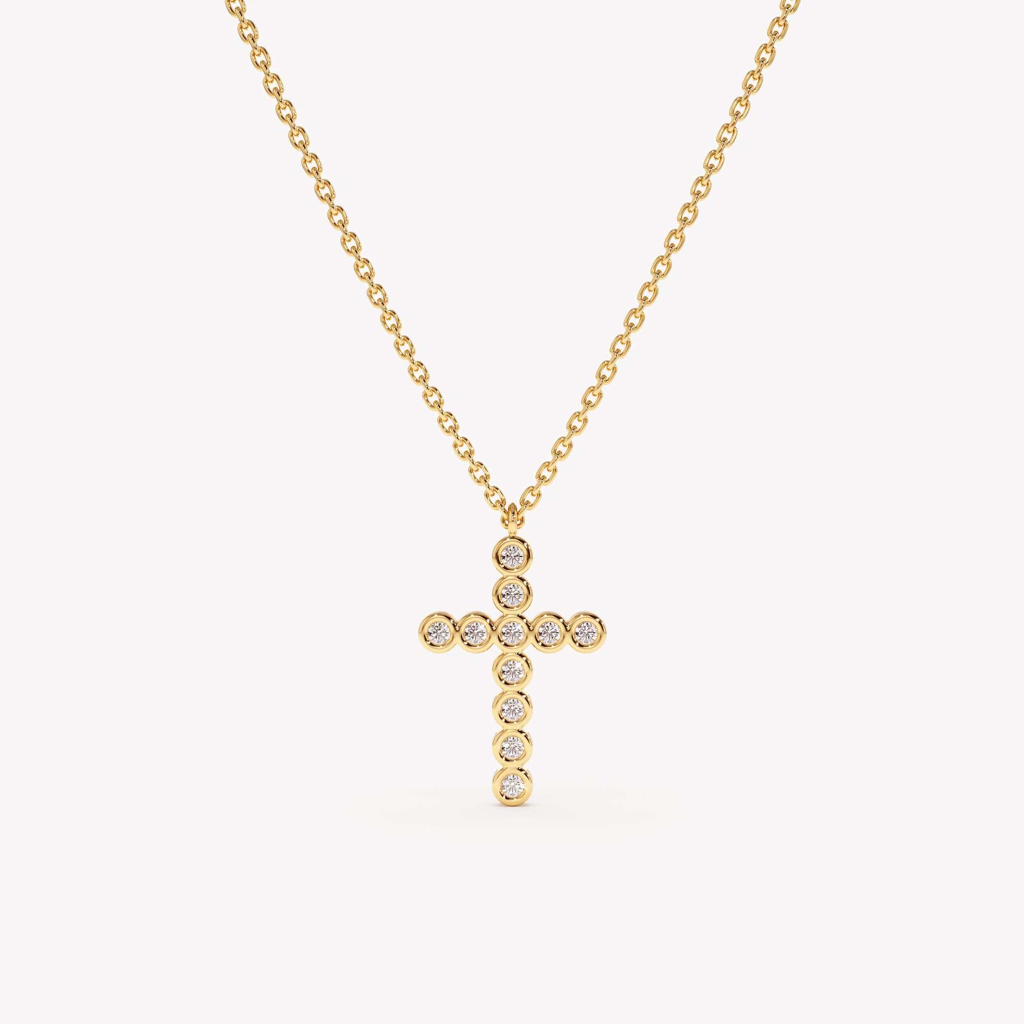 Bezel Shine Cross Necklace