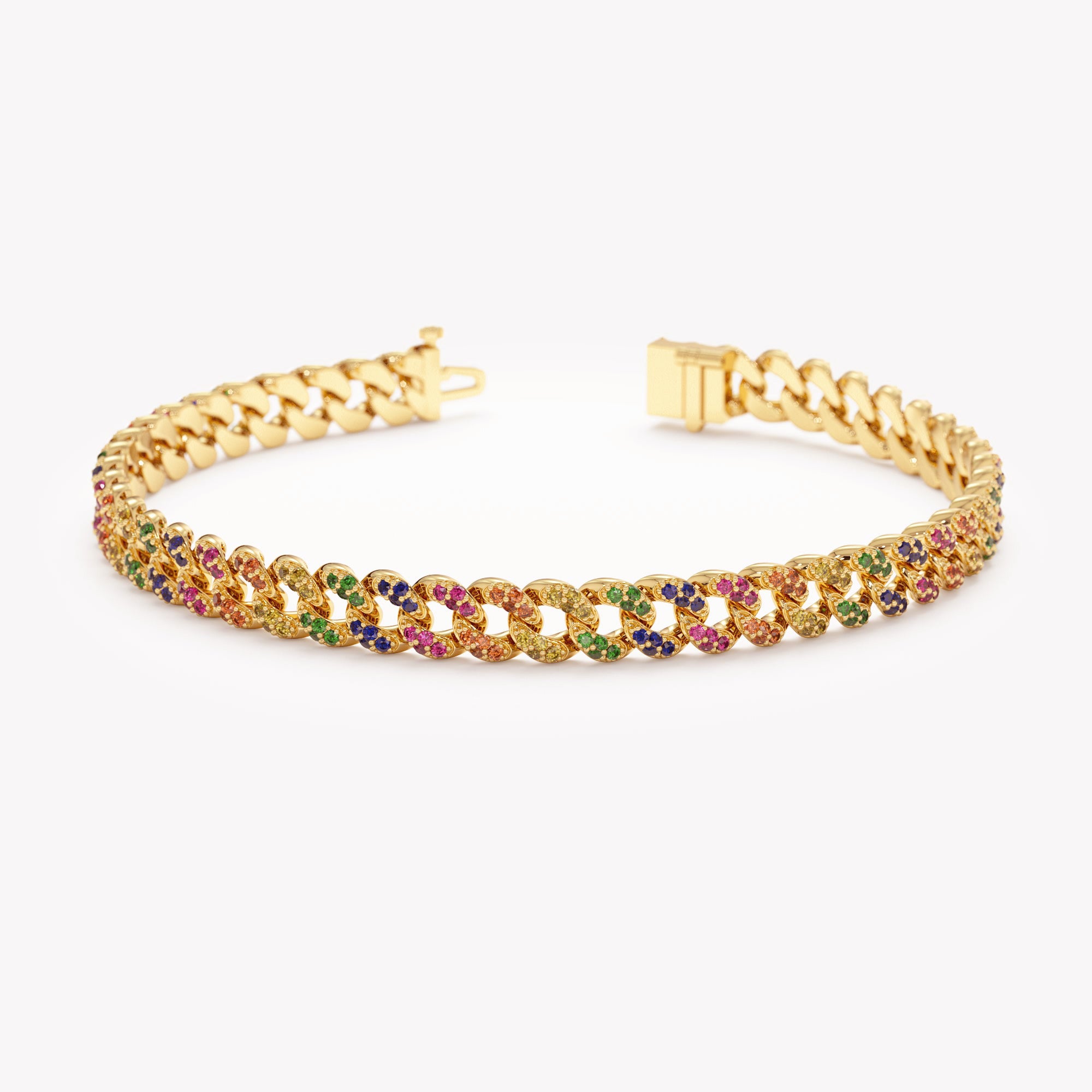 Mini Rainbow Cuban Link Bracelet
