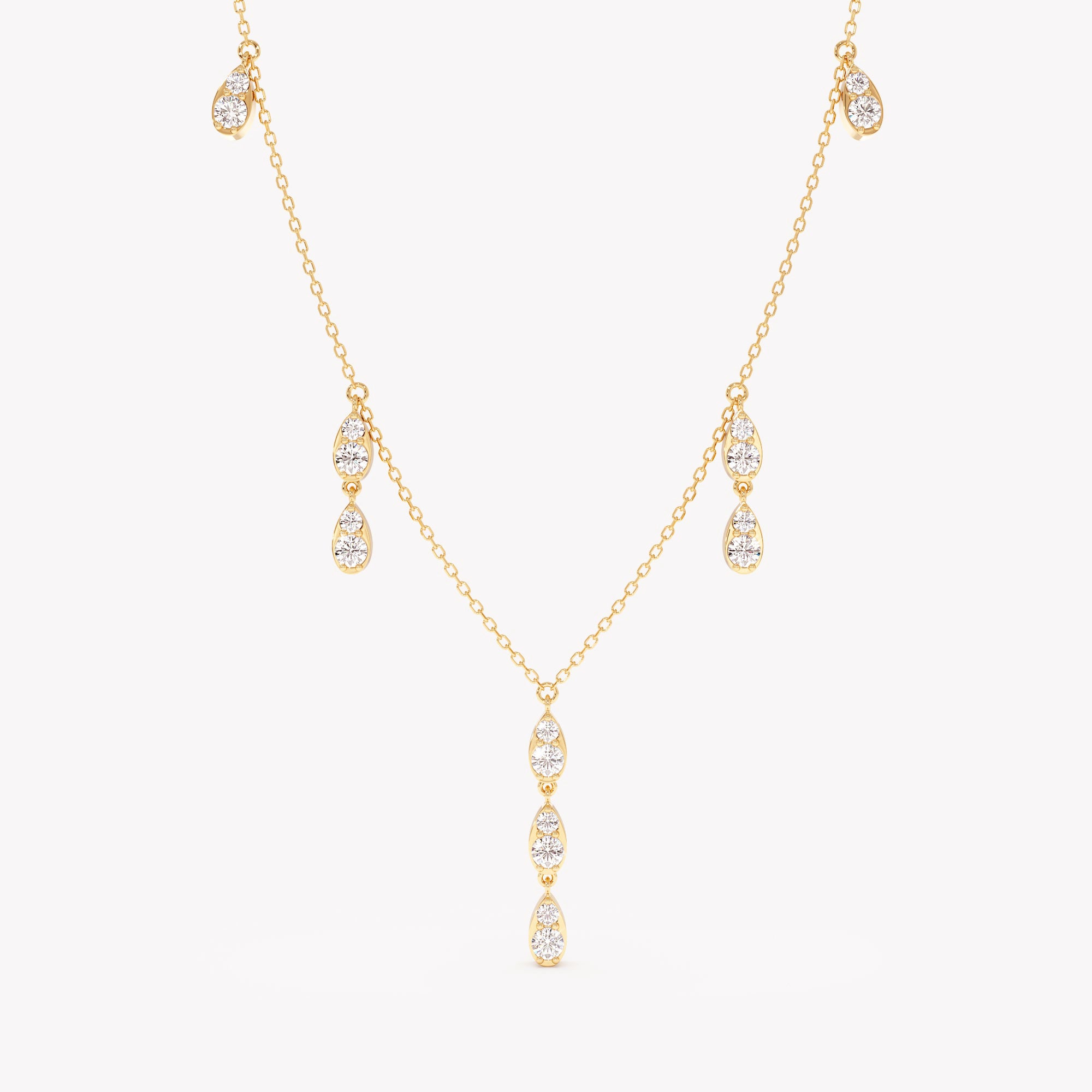 Diamond Sparkling Raindrop Station Necklace