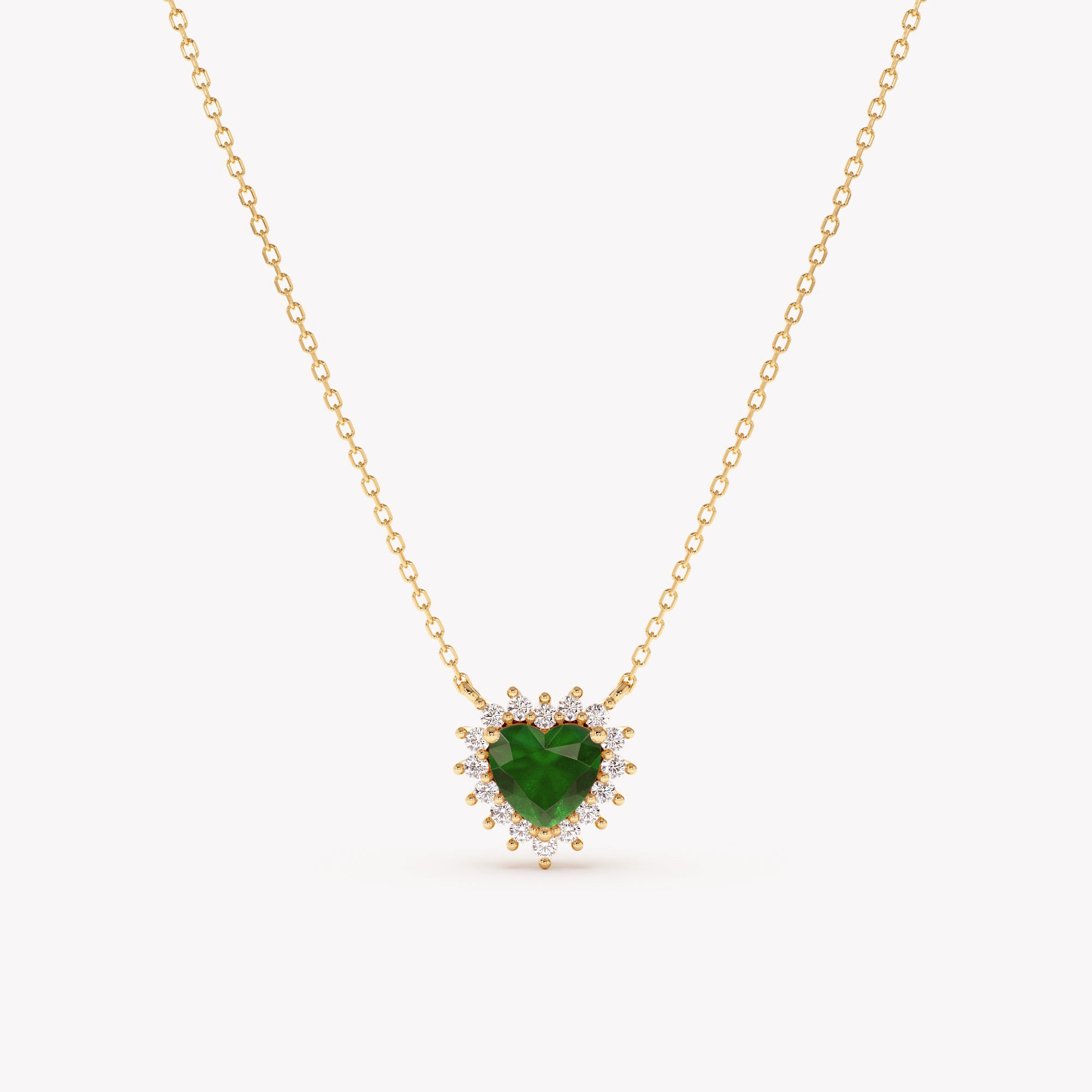 Heart Emerald Diamond Necklace