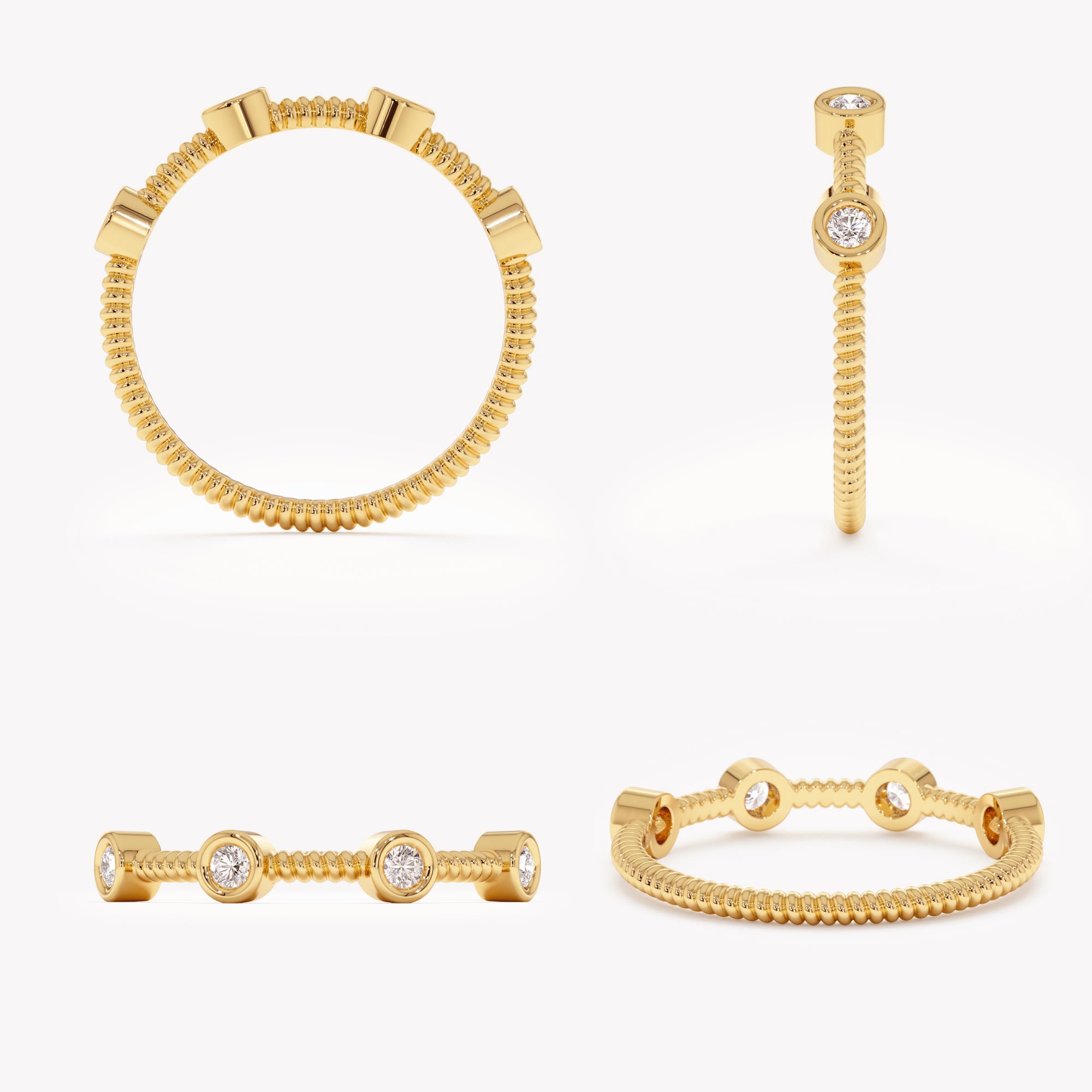 Geometric Four-Stone Bezel Ring