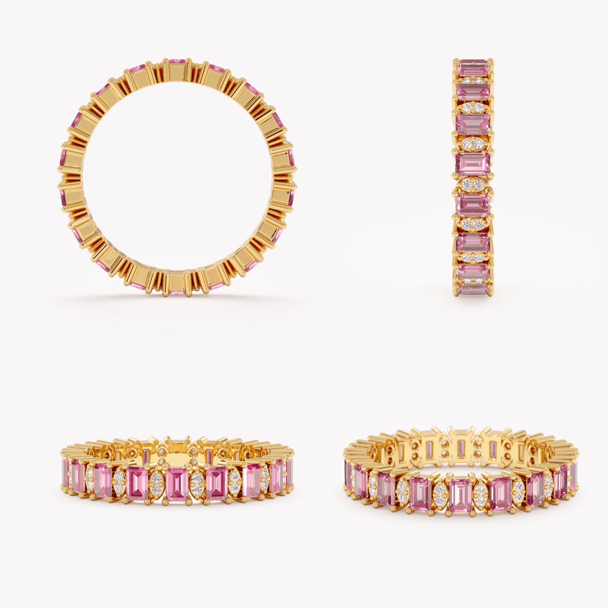 Baguette Pink Sapphire Forever Ring
