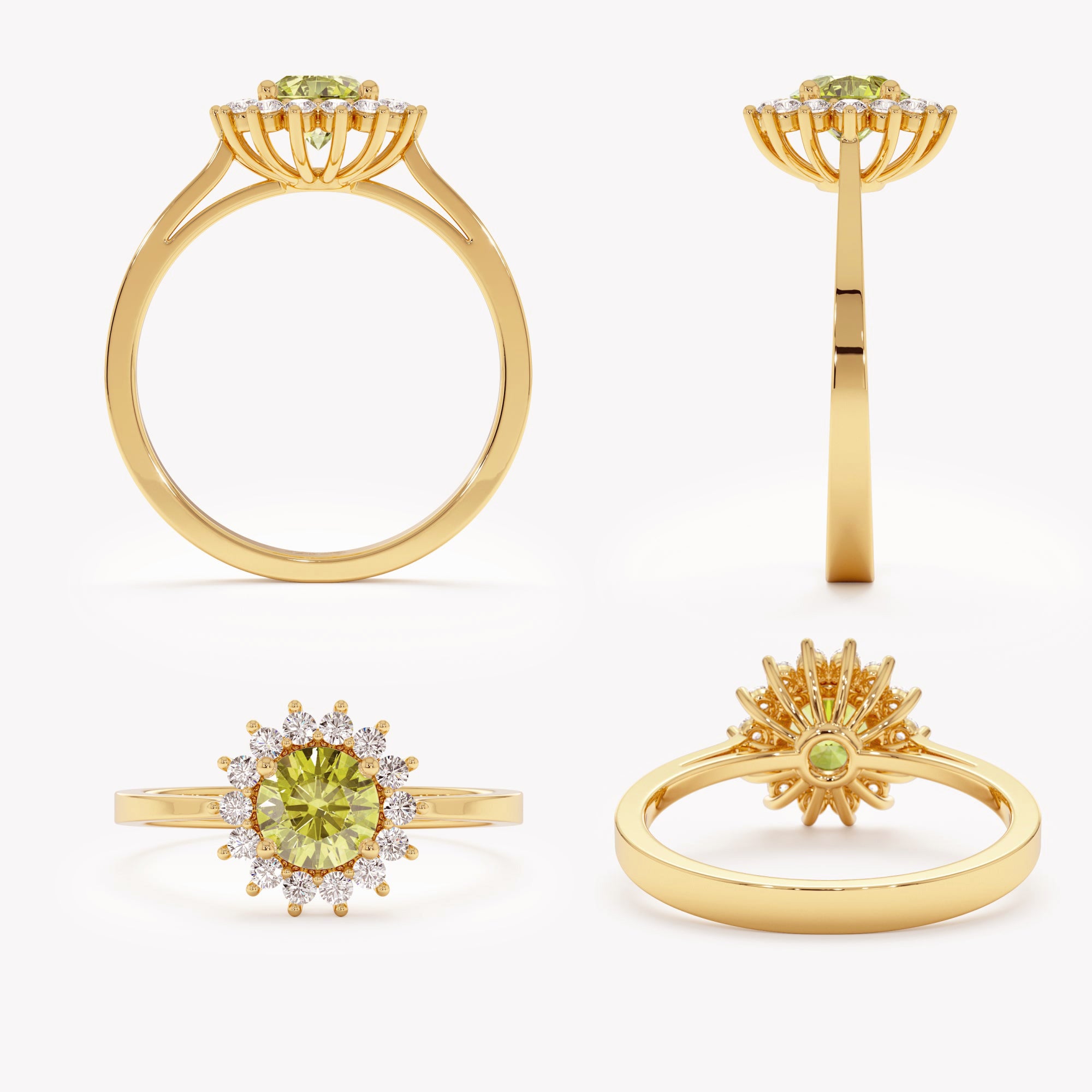 Peridot Lightburst Ring