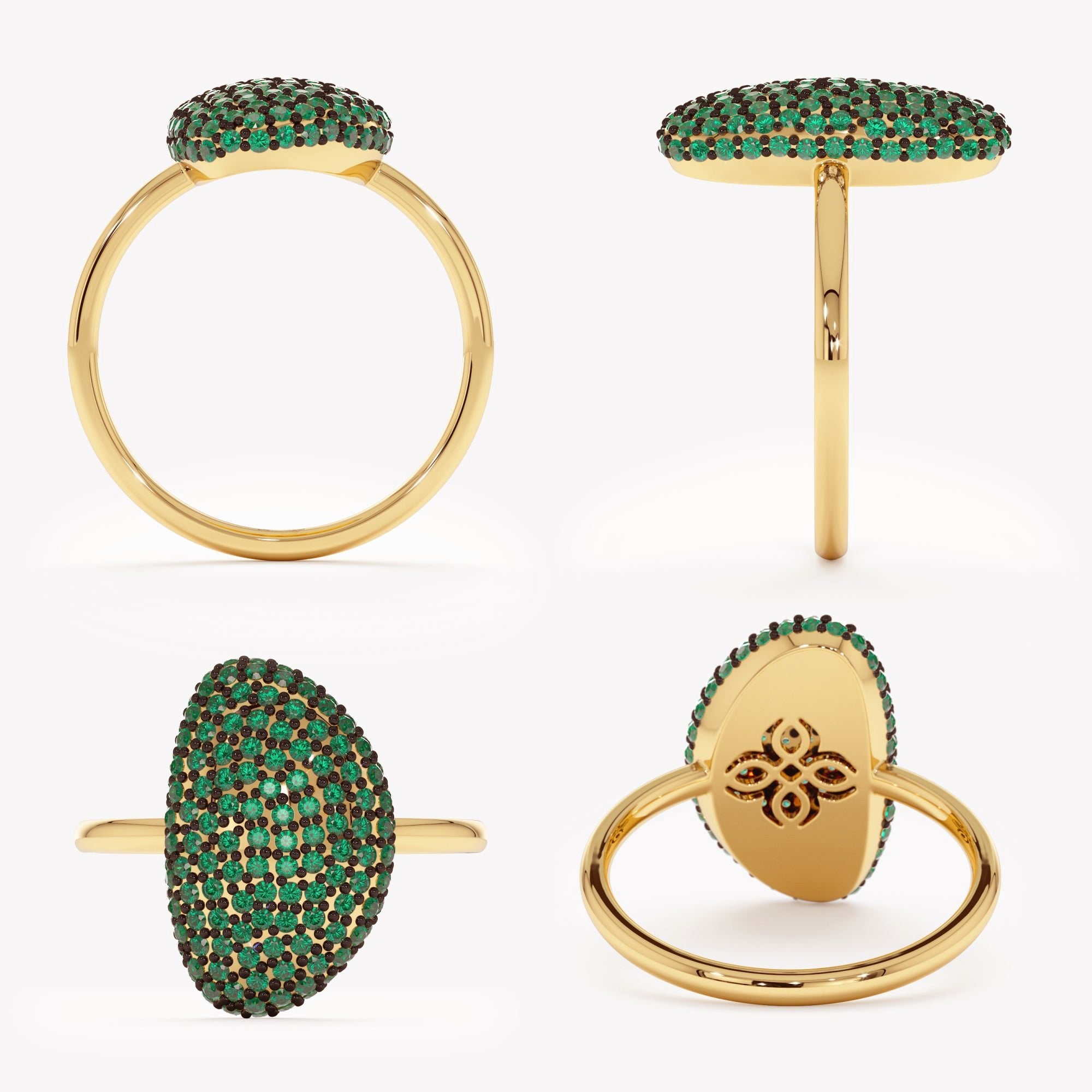 Radiant Pave Emerald Ring