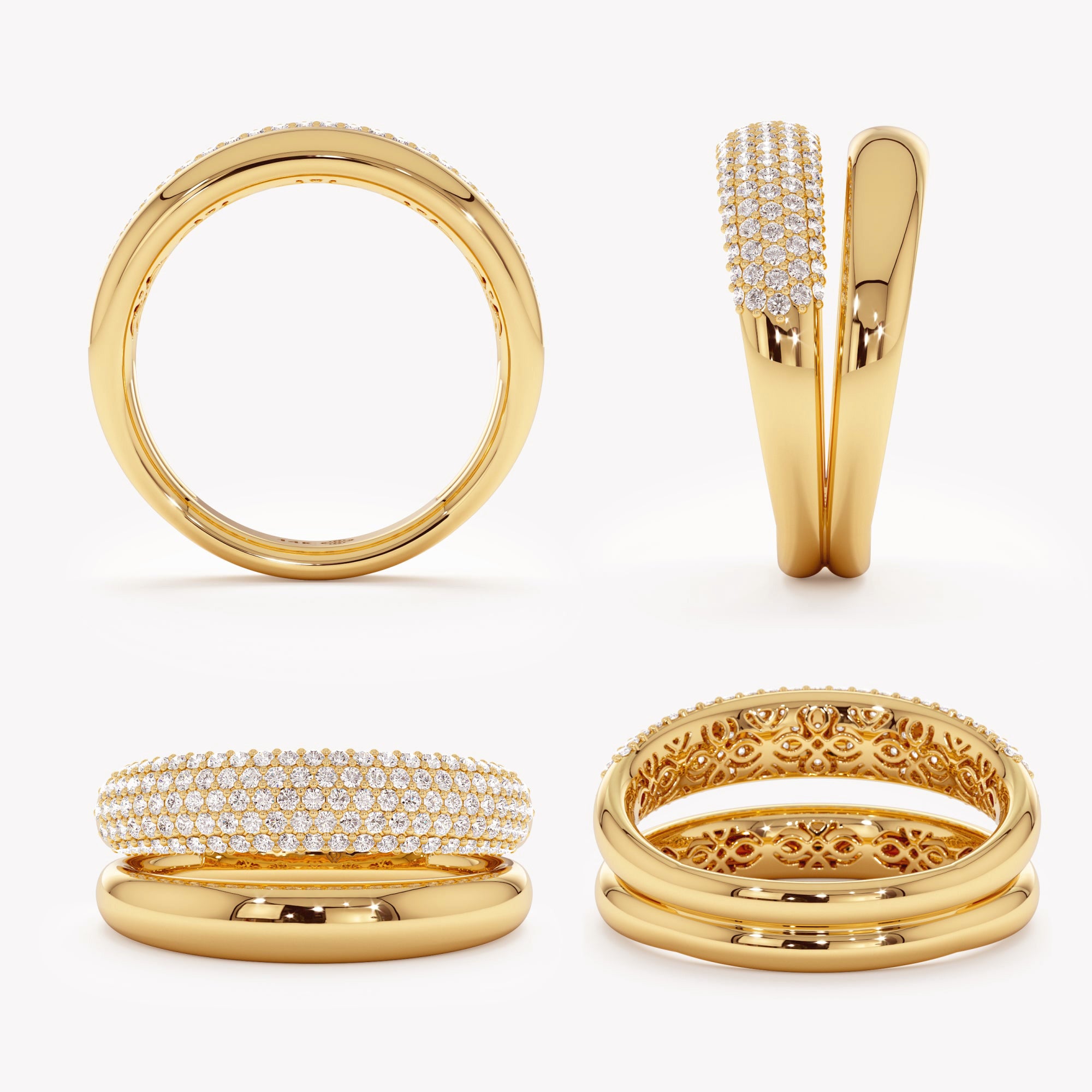 Bold Double Band Sparkle Ring