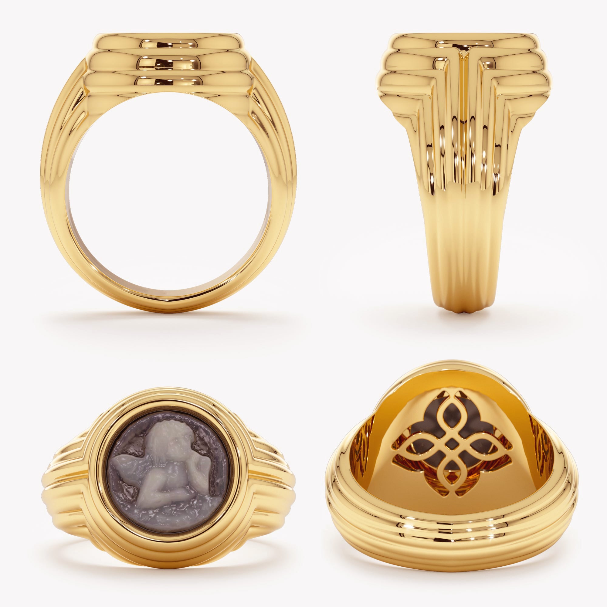 Oceanic Agate Signet Ring