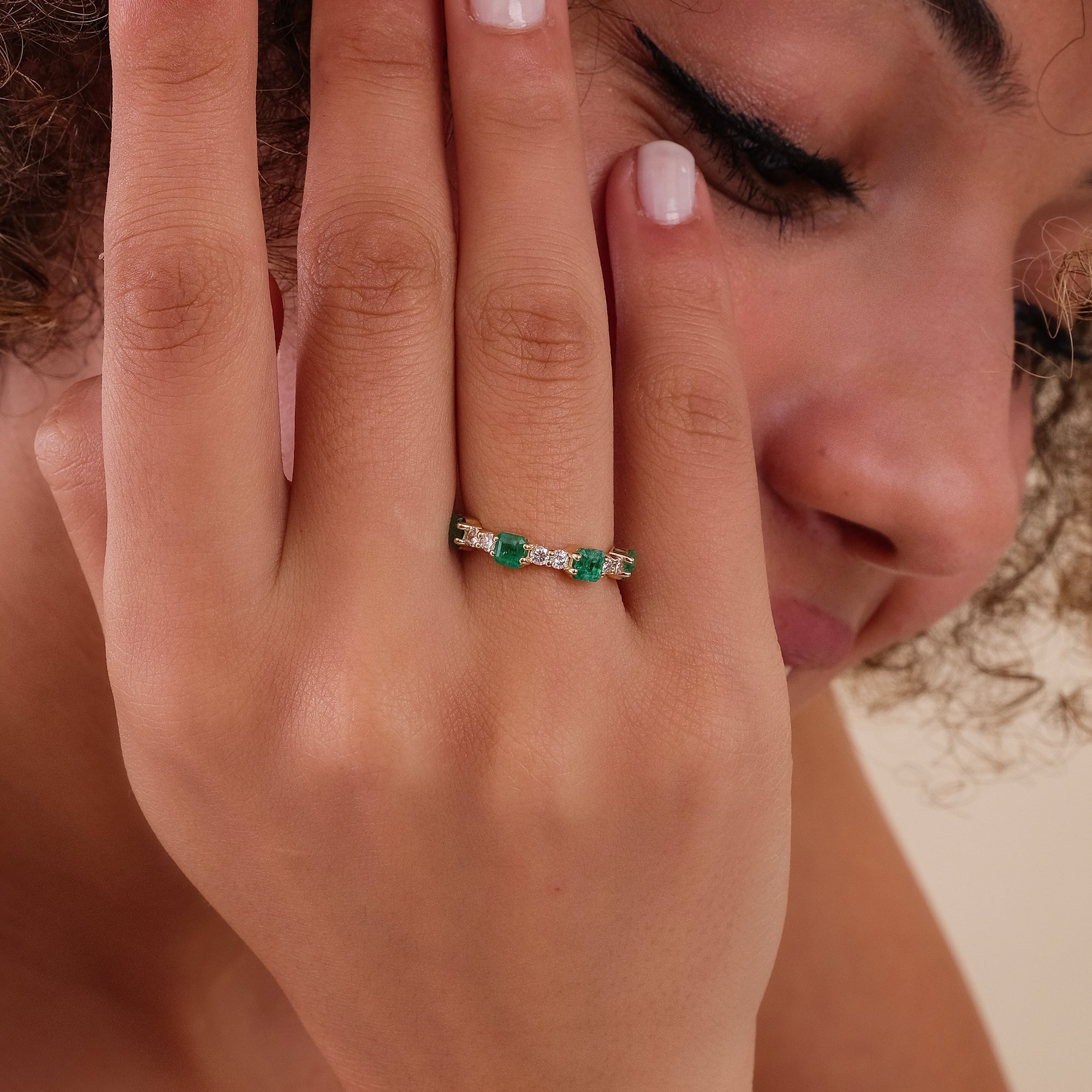 Emerald Halo Octagon Ring