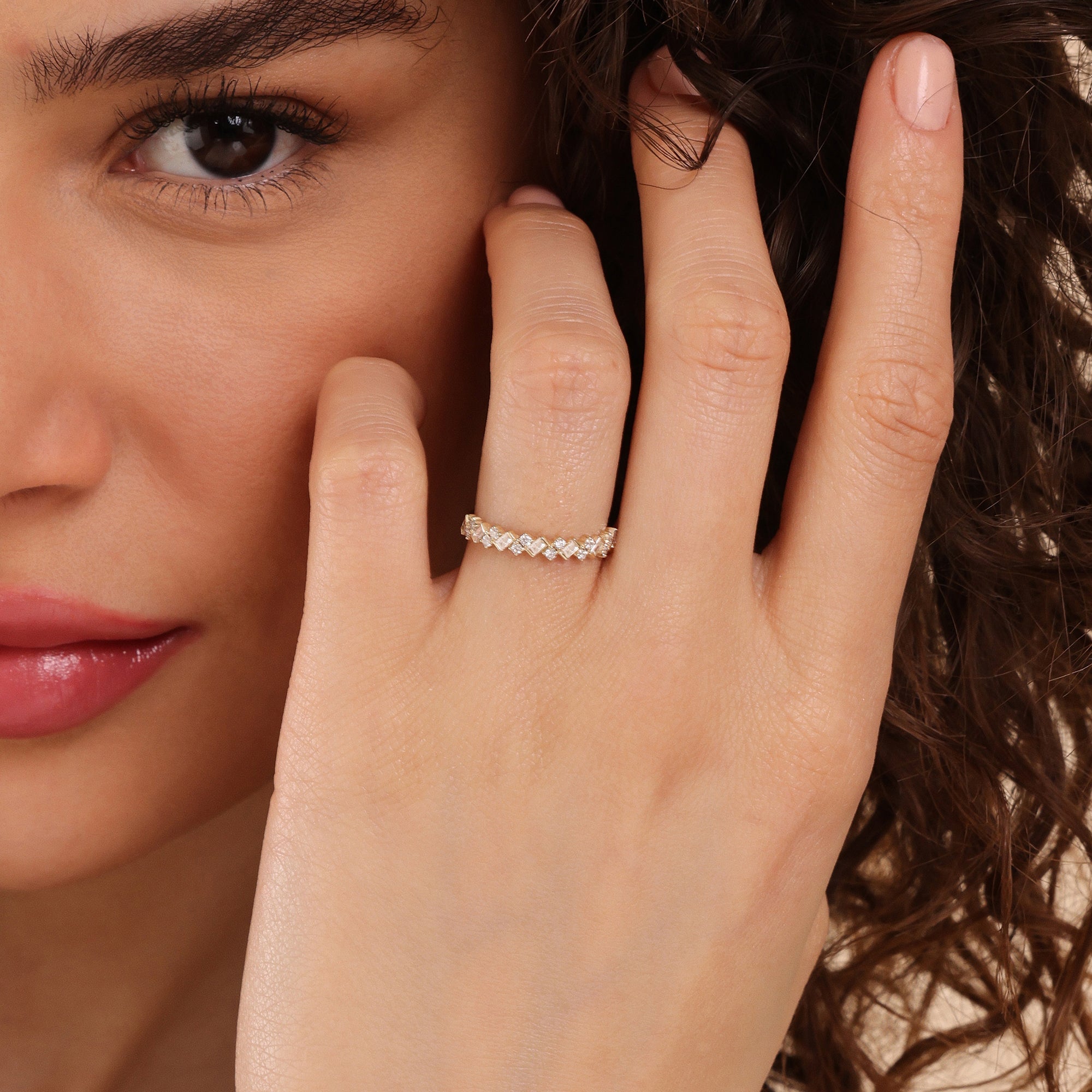 Clustered Baguette Eternity Ring
