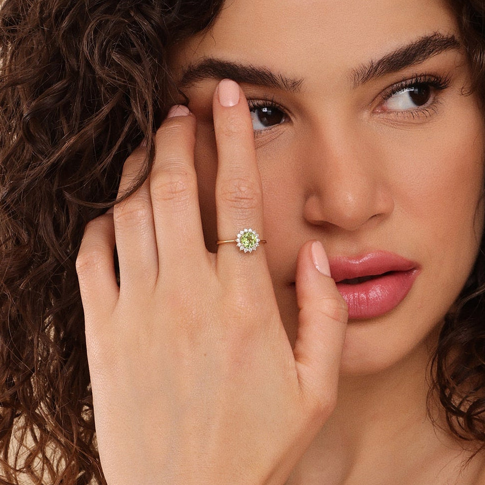 Peridot Lightburst Ring