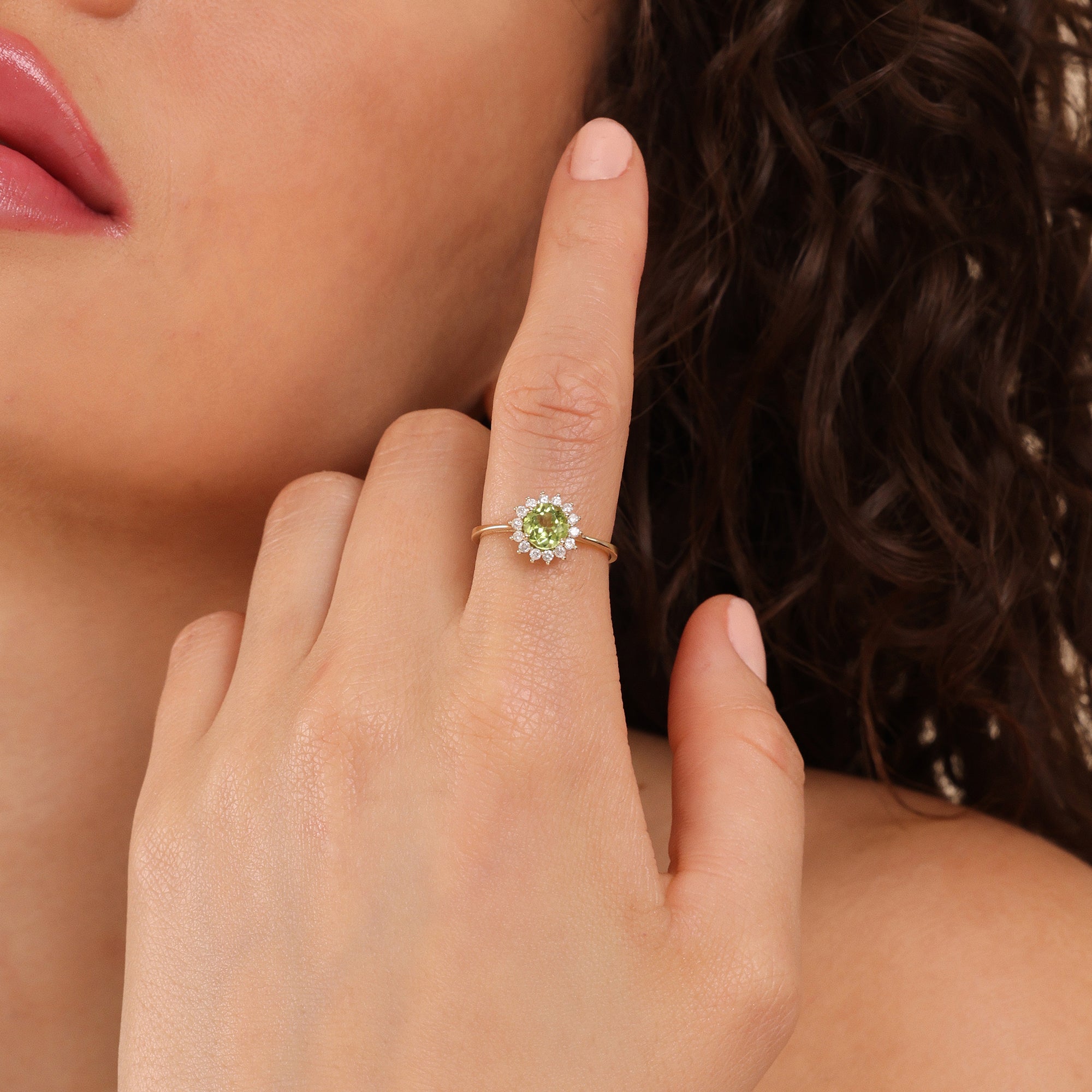 Peridot Lightburst Ring