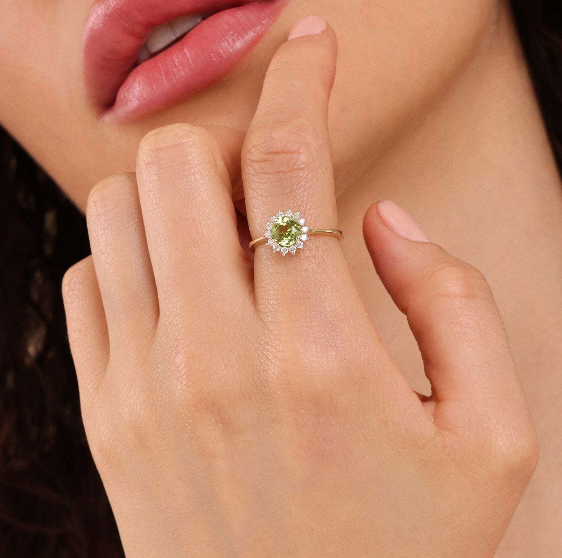 Peridot Lightburst Ring