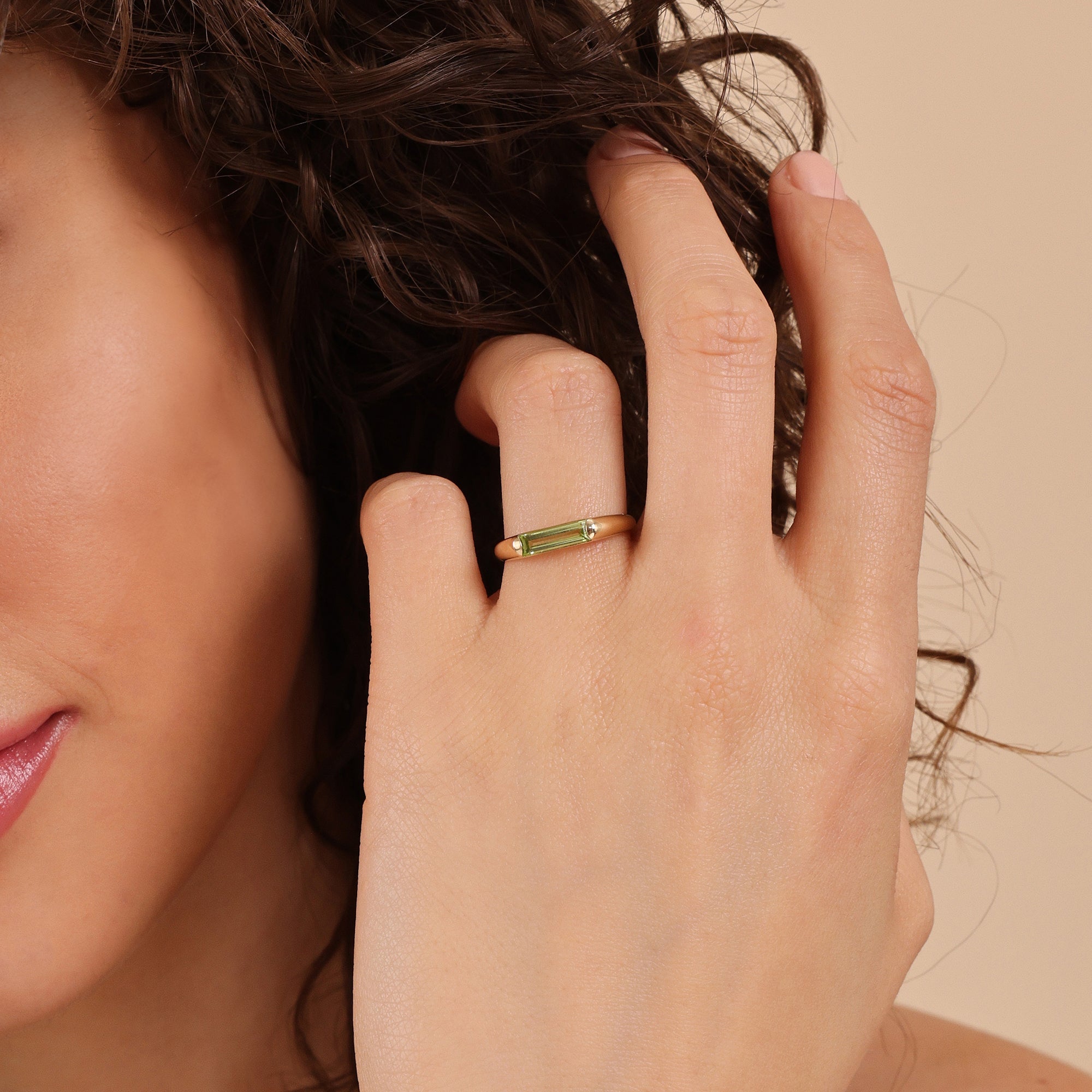 Peridot Baguette Statement Ring