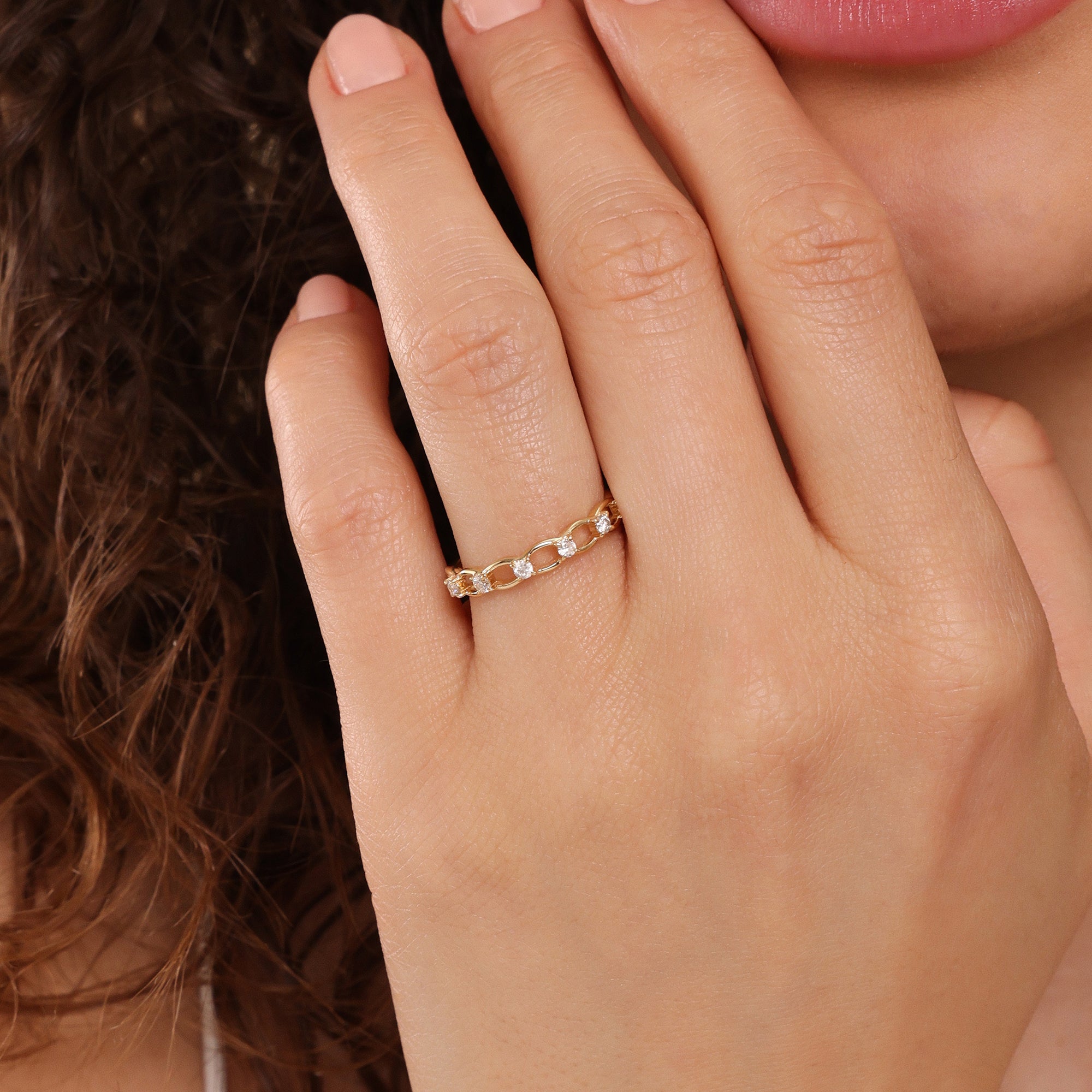 Chain Half Eternity Ring