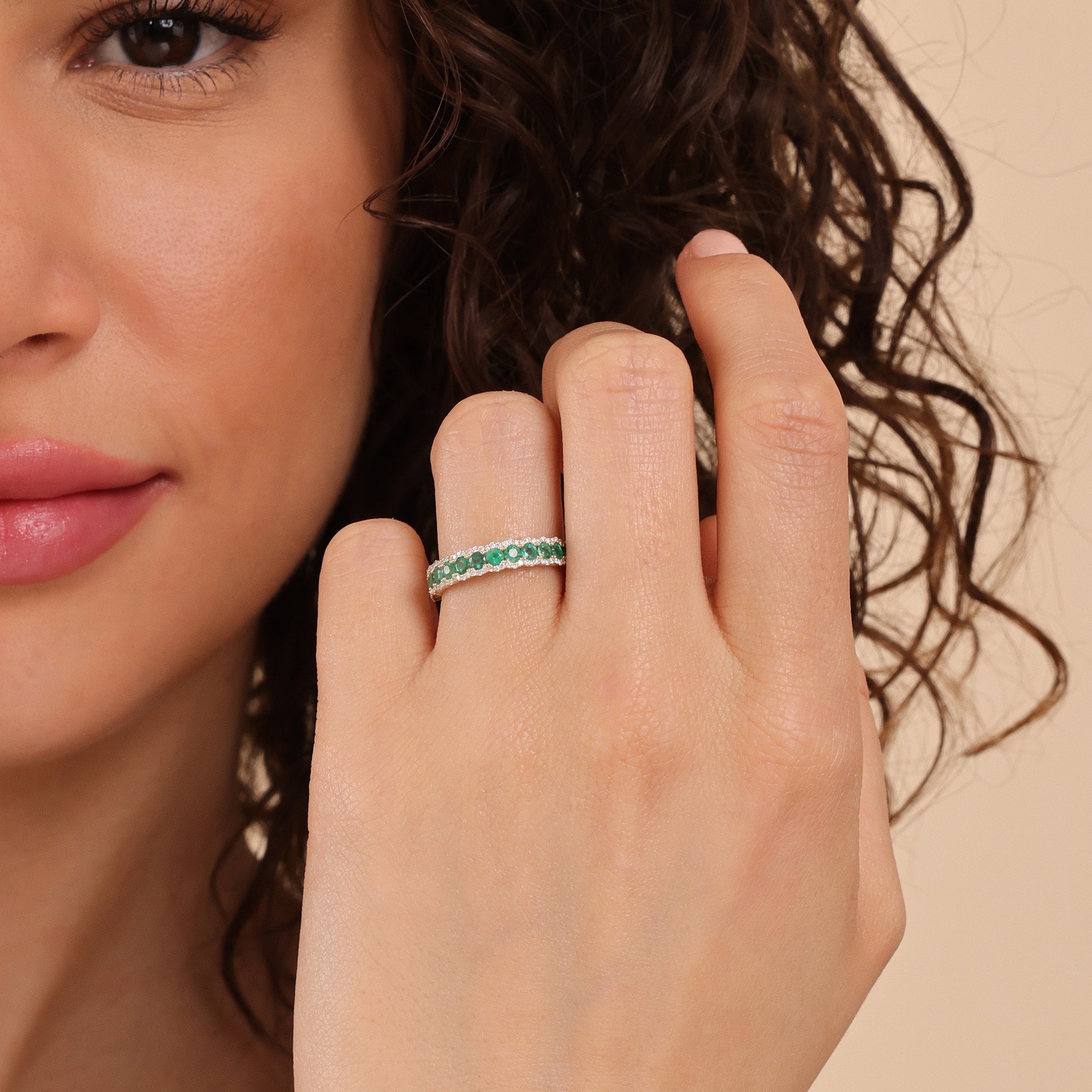 Radiant Emerald Eternity Ring