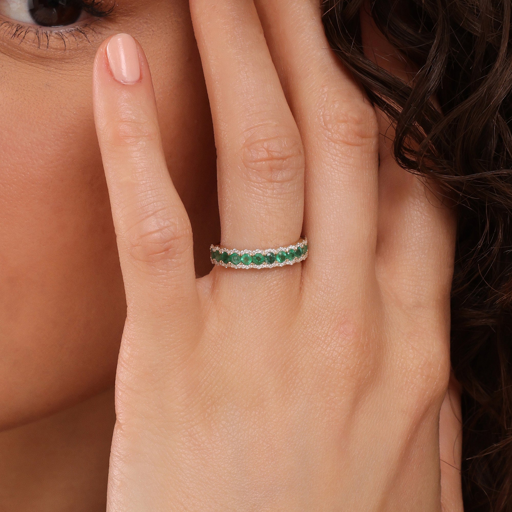 Radiant Emerald Eternity Ring