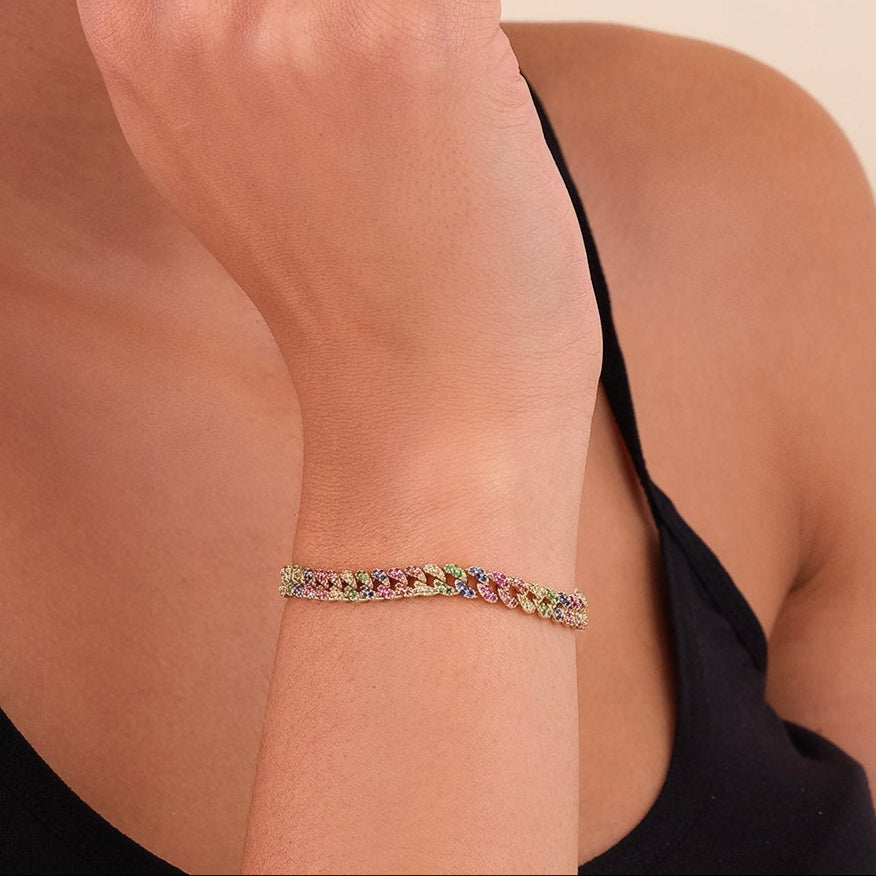 Mini Rainbow Cuban Link Bracelet